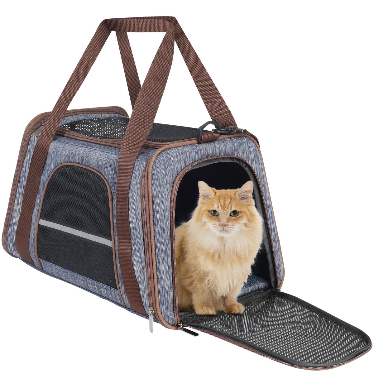 Hicaptain Soft Cat Carrier With Top Mesh Window - Pet Carrier Breathable For Medium Cats And Small Dogs Puppies Up To 15 Lb (Blue)