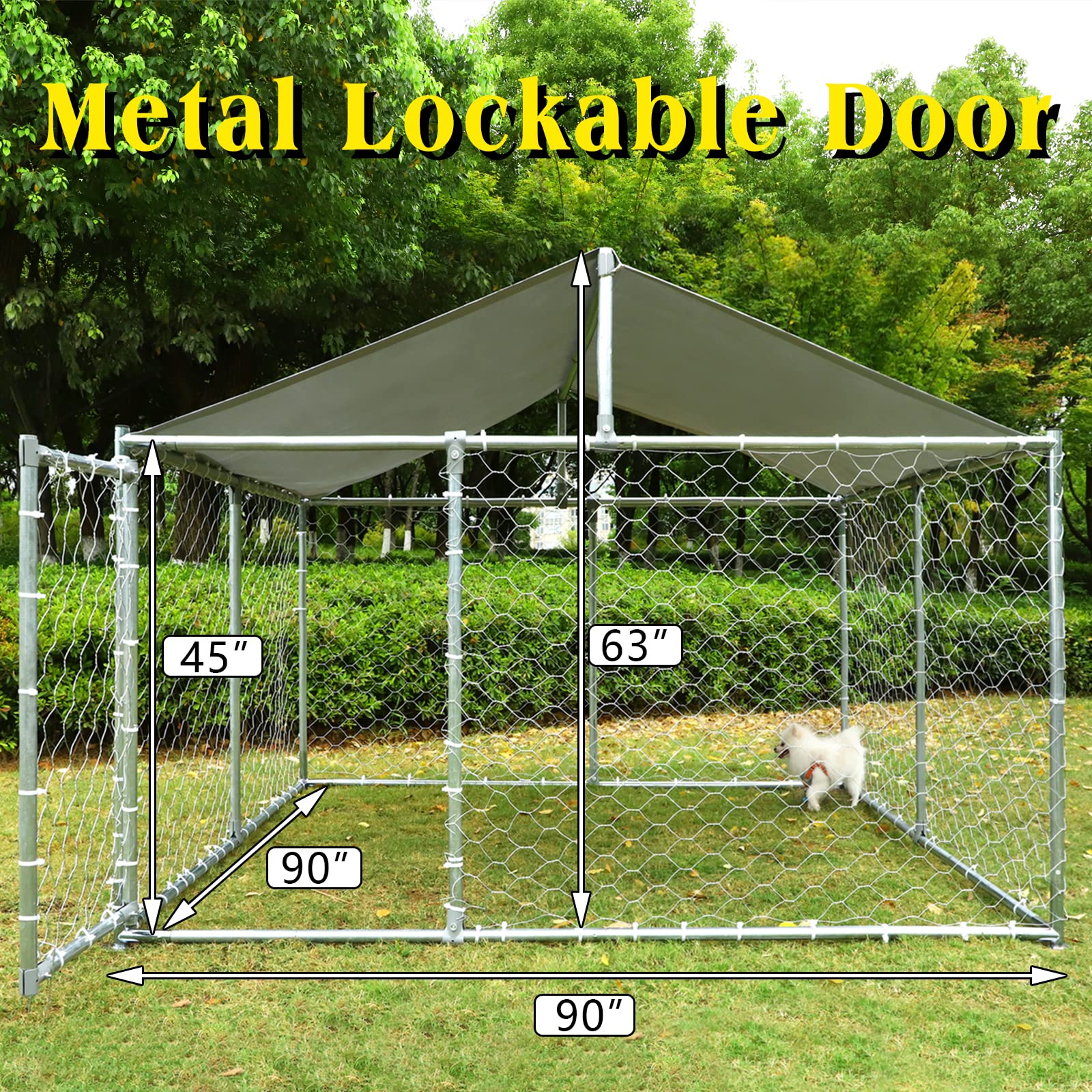 Leisu Dog Kennels Outdoor Large Dog Cage Heavy Duty Dogs House Extra Wide Outside Pet Kennels With Water-Resistant Cover For Bac