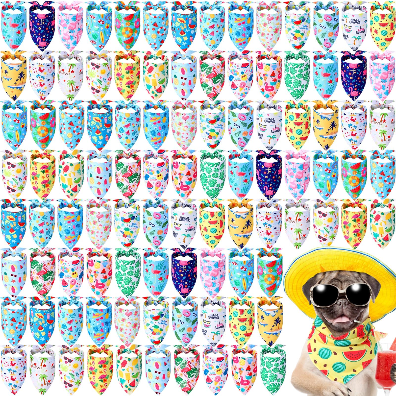 Sweetude 100 Pieces Dog Bandanas Bulk, Bandanas for Dogs Pet Triangle Scarf, Puppy Dog Kerchief Bibs for Medium Small Pets Costu