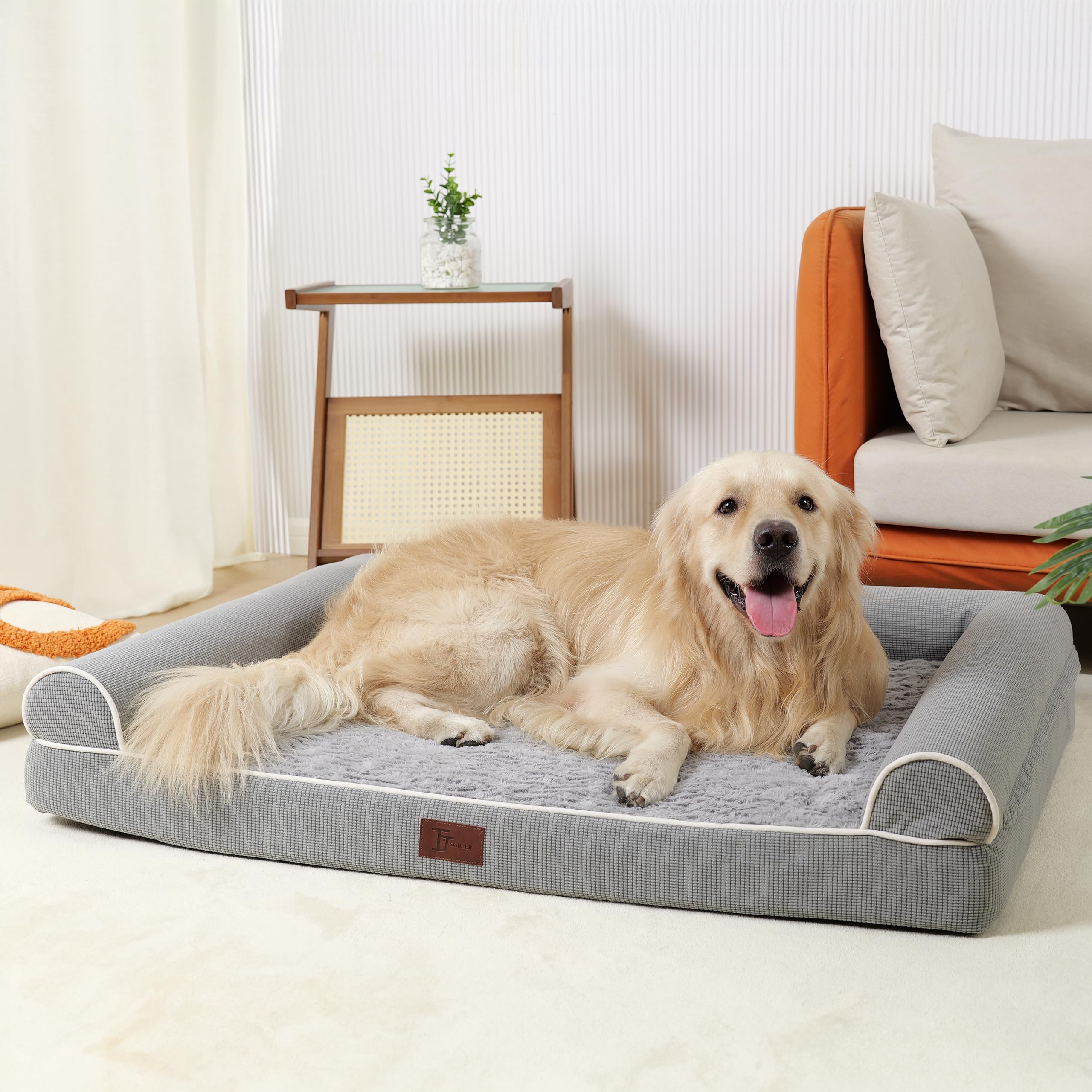 Tjsouler Orthopedic Dog Beds For Large Dogs,Waterproof Lined Egg Crate Foam Pet Bed Mat With Removable And Washable Cover And Non Slip Bottom,Dog Sofa Bed