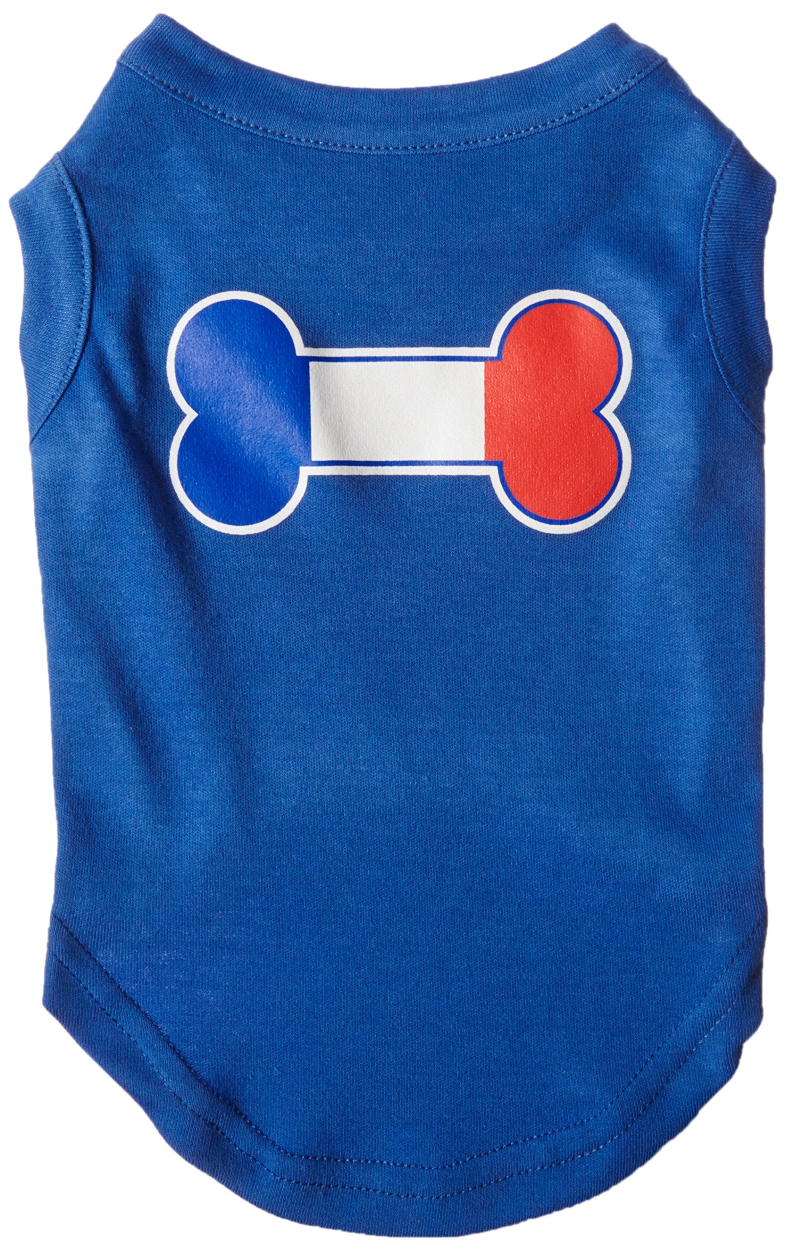 Mirage Pet Products Bone Shaped France Flag Screen Print Shirts Blue Med (12)