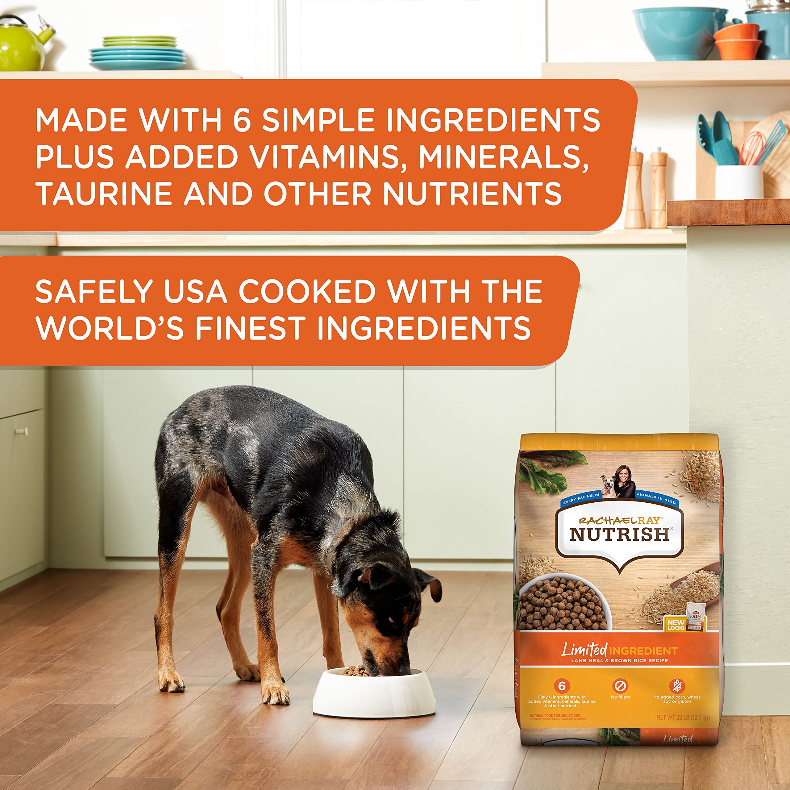 Rachael Ray Nutrish Limited Ingredient Diet Lamb Meal & Brown Rice Recipe, Lamb Meal & Rice, 6.00 Pound (Pack of 1) (Packaging D