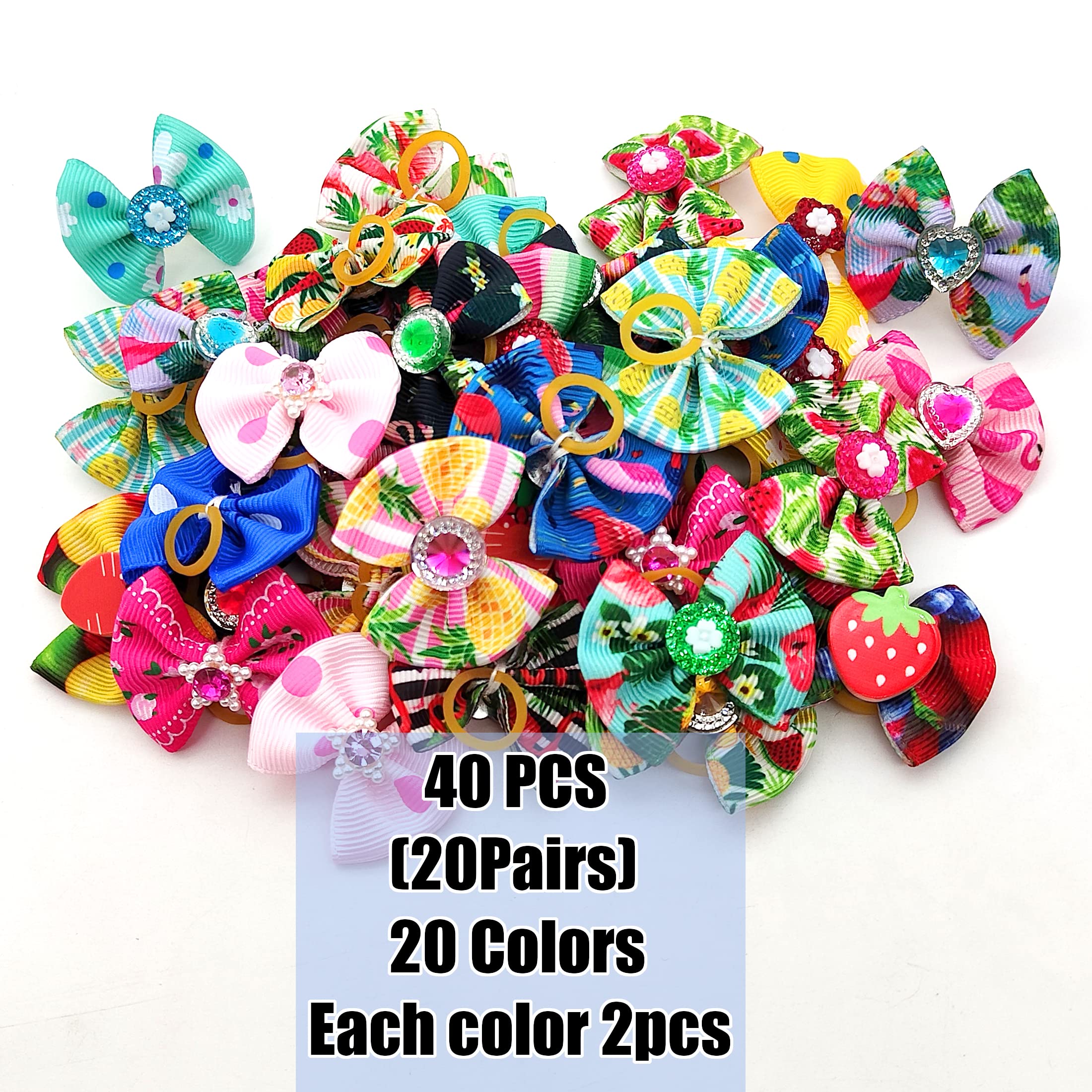 Petbuy Christmas Dog Hair Bows - Cute Puppy Bowknots With Rubber Bands, Pet Grooming Accessories For Party