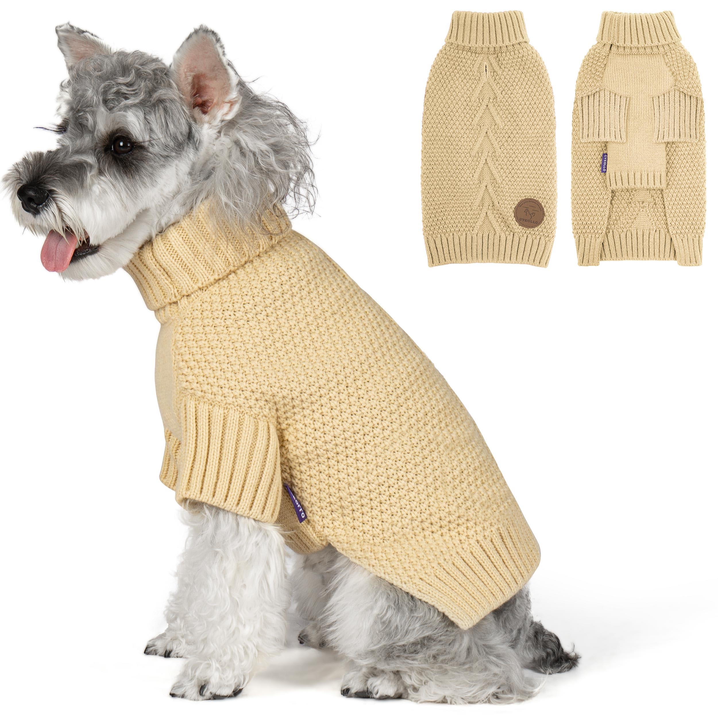 Cyeollo Small Dog Sweater With Leash Hole Turtleneck Knitted Sweaters Winter Dog Clothes Sweaters For Small Dogs S