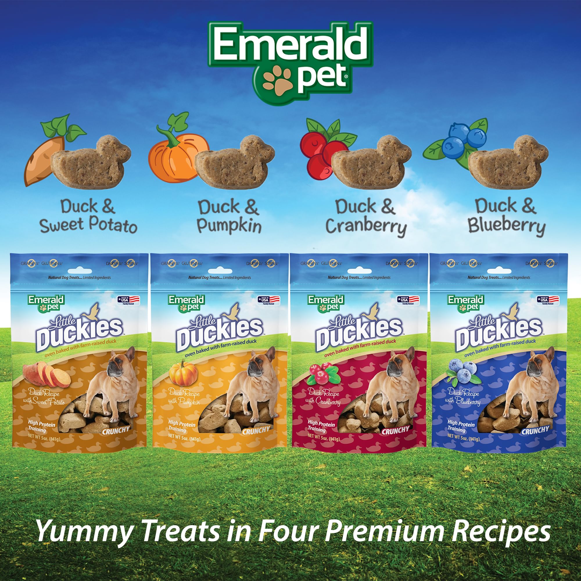 Emerald Pet Little Duckies Dog Treats with Duck and Cranberry