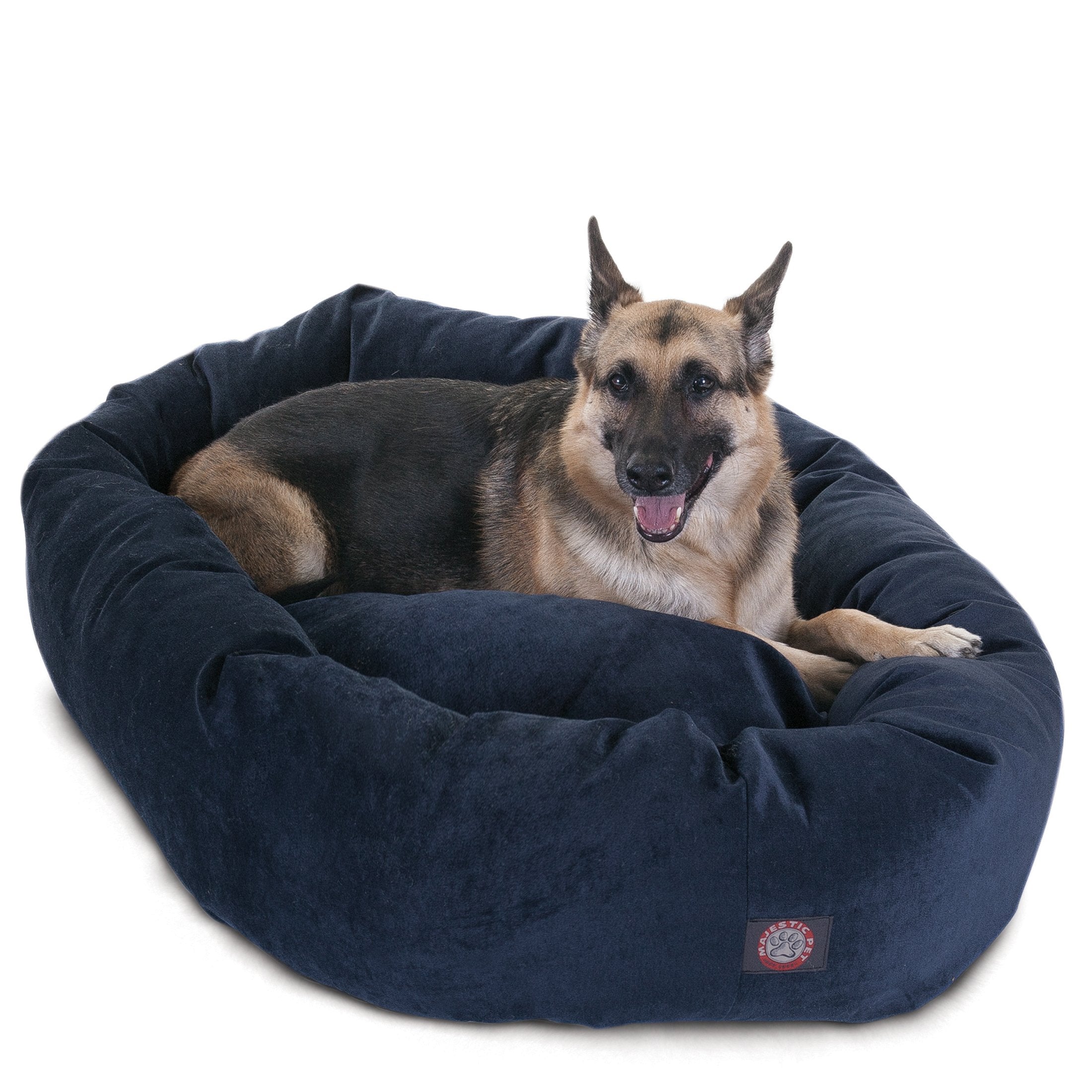Majestic Pet 52 Inch Micro Velvet Calming Dog Bed Washable 52X35X11 (Inch) - Cozy Soft Round Donut Dog Bed With Spine For Head S