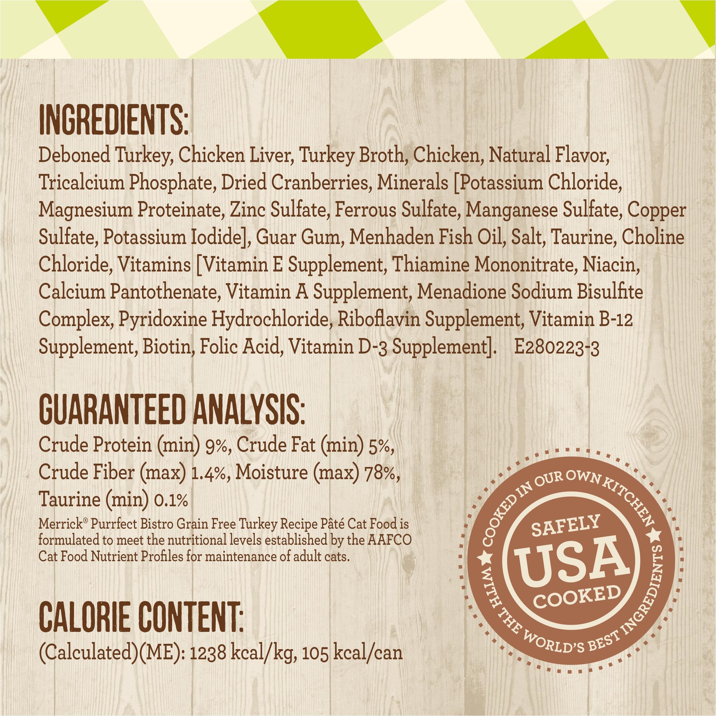 Merrick Purrfect Bistro Grain Free Soft Canned Cat Food, High Protein Turkey Recipe, 3 oz. Cans, Pack of 24