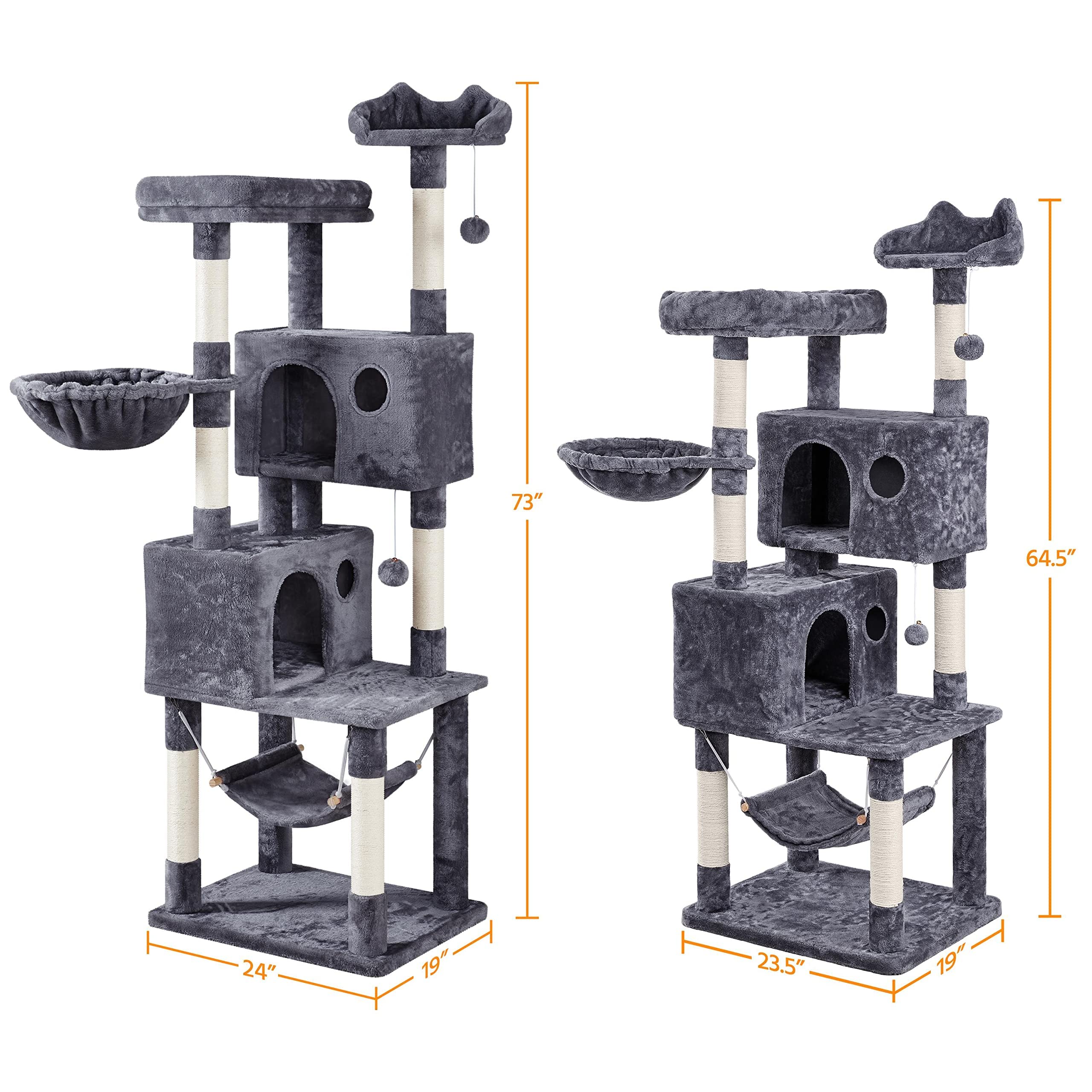 Yaheetech 73Inch Cat Tree, Cat Stand Furniture With Scratching Posts Perches Hammock As Indoor Kittens Activity Center, Dark Gray