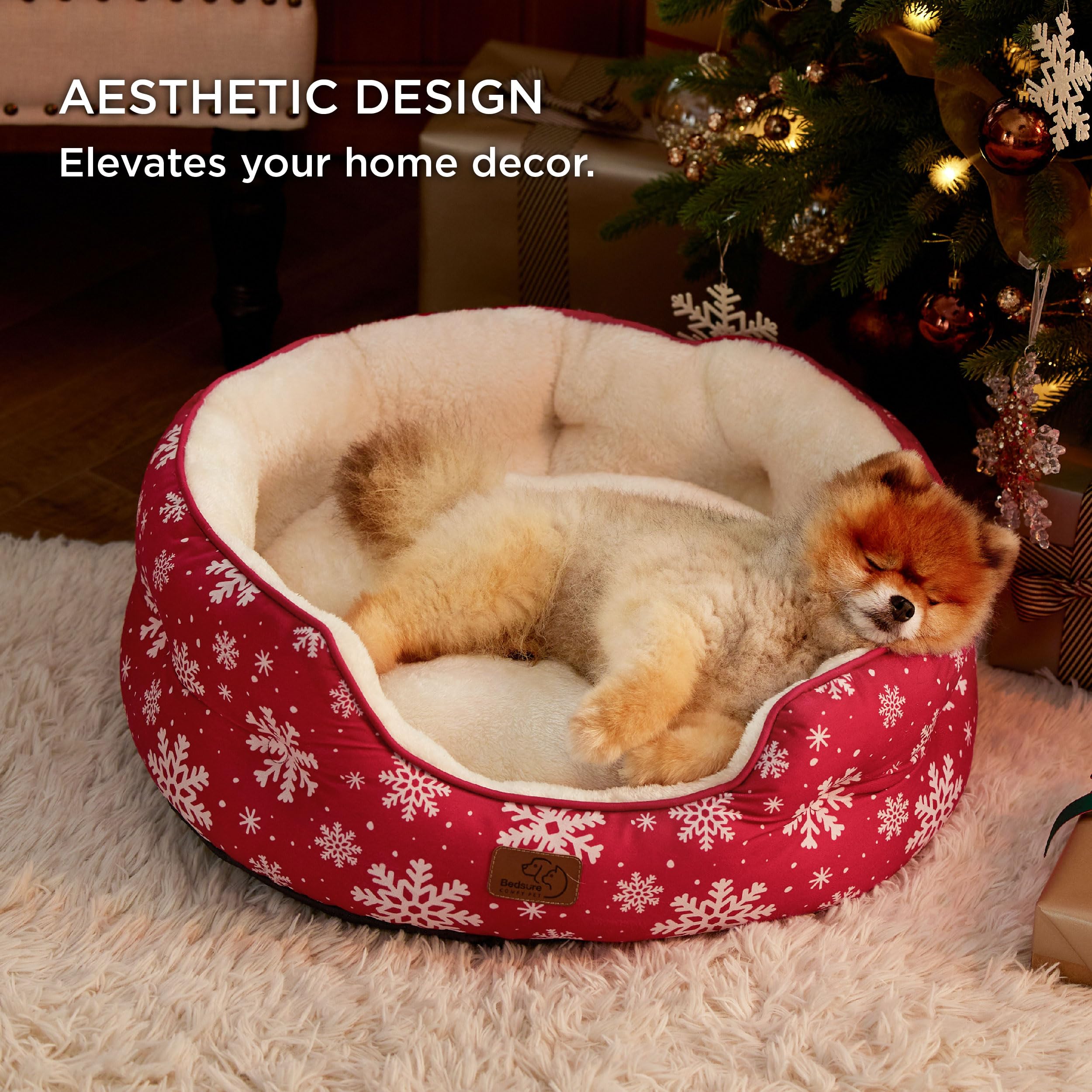 Bedsure Dog Beds For Small Dogs - Round Cat Beds For Indoor Cats, Washable Pet Bed For Puppy And Kitten With Slip-Resistant Bottom, 25 Inches, Brown