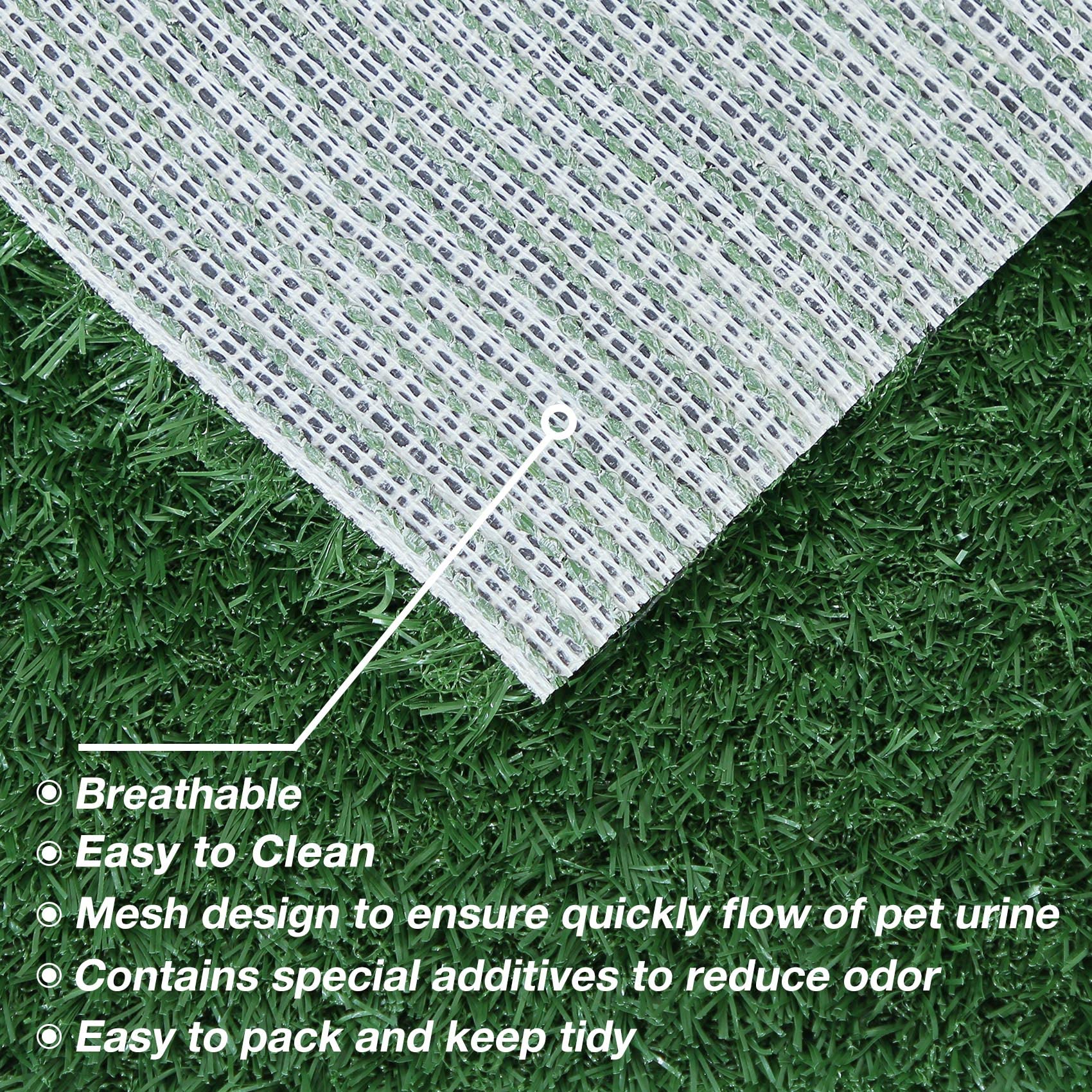 GLOBREEN Artificial Dog Grass Pee Pads - 28"x18" Reusable Turf, Anti-Odors, Green, 2 Packs, Model GLB-WG-28X18