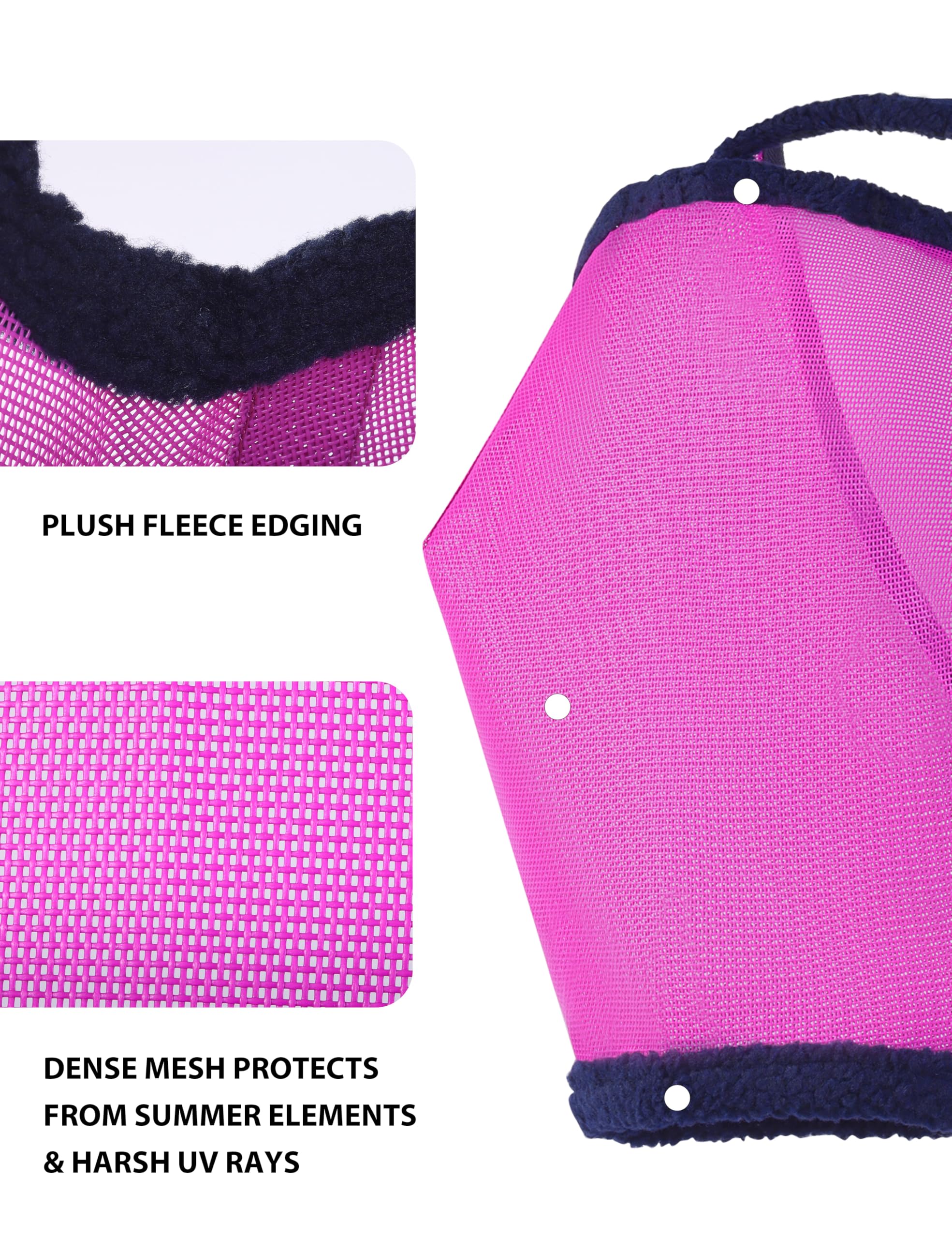 Harrison Howard All Round Mesh Horse Fly Mask UV Protective with Fleece Padded Edging Purple L
