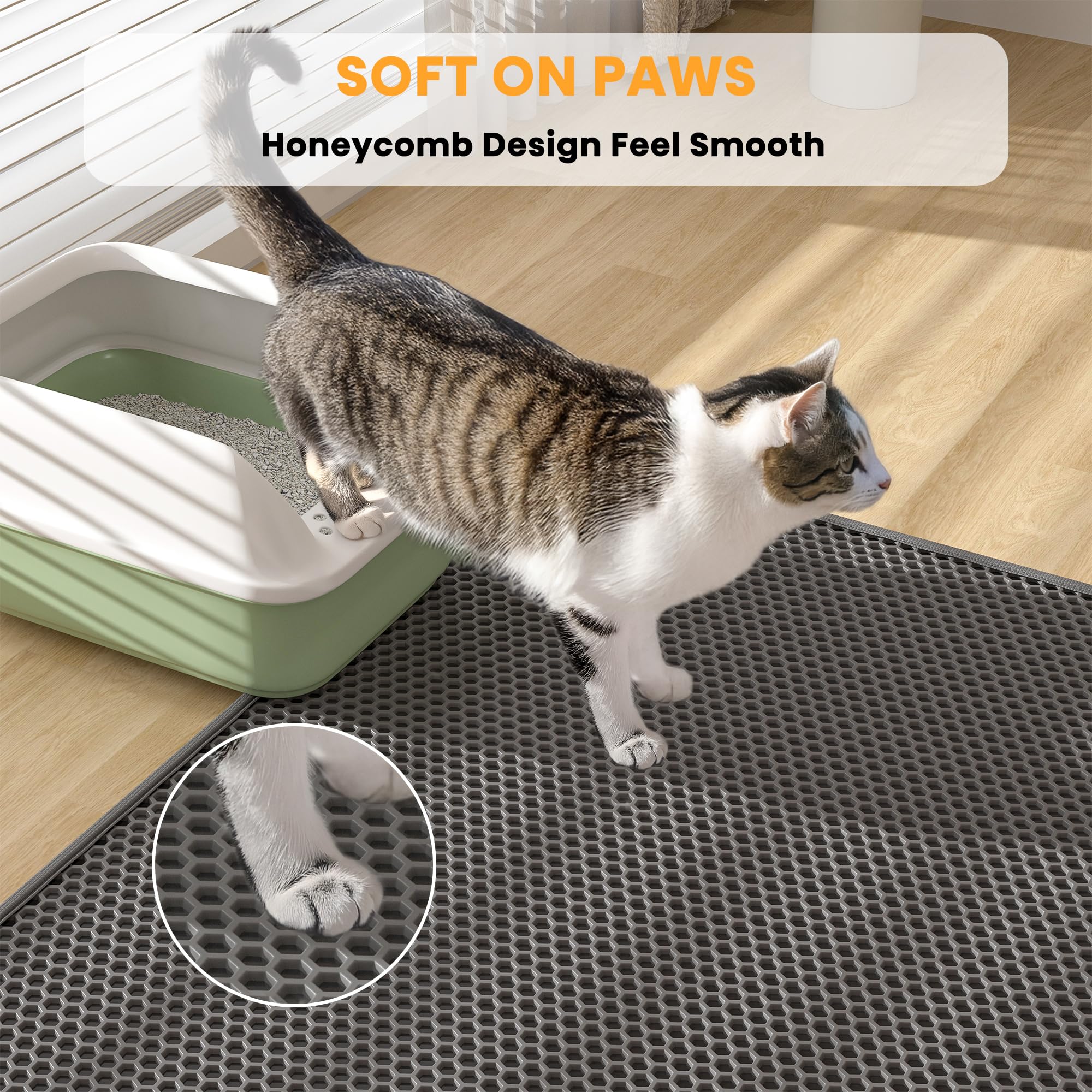 Pieviev 2 Packs Cat Litter Mat Double Layer Waterproof Urine Proof Trapping Mat (30'X24', Black)