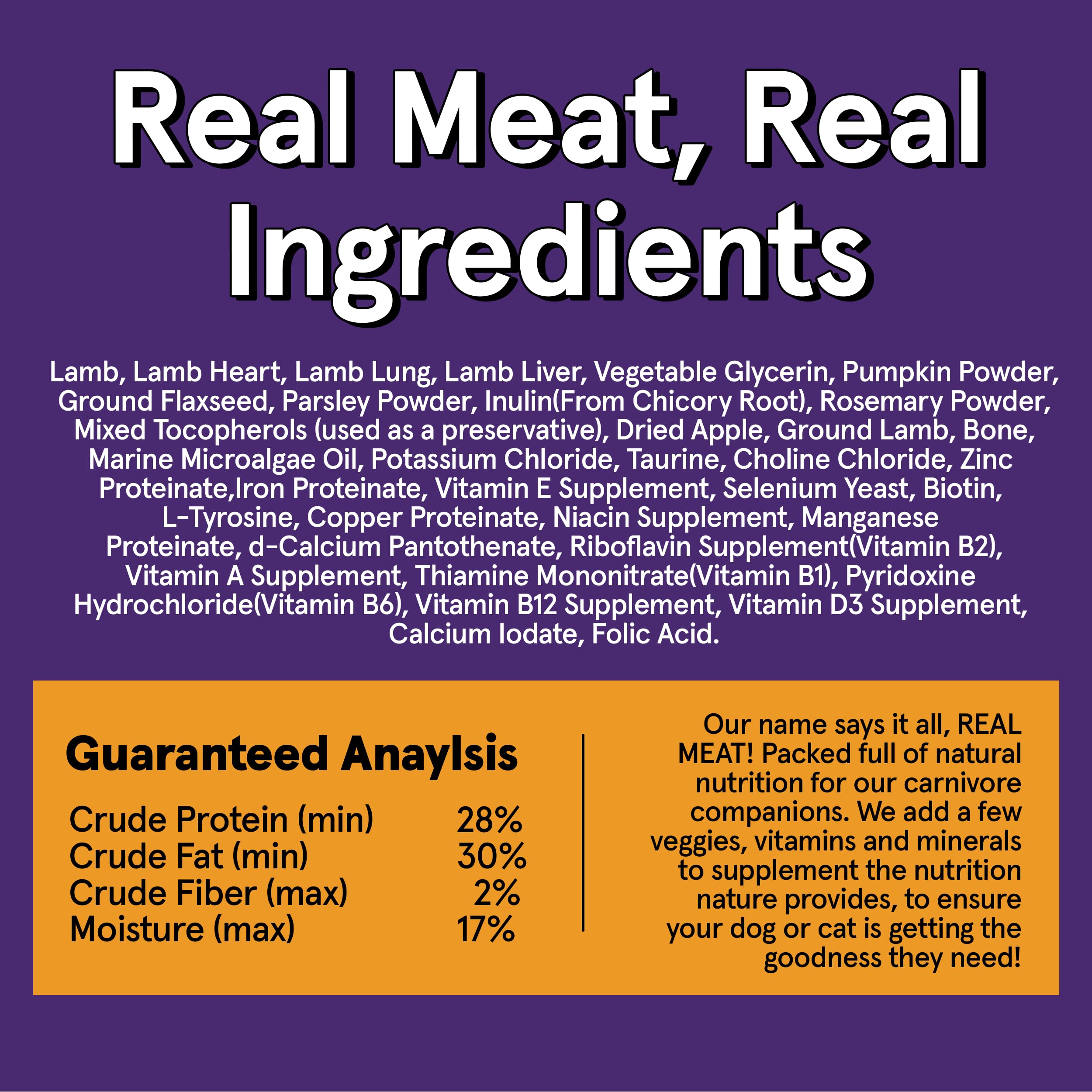 Real Meat Air Dried Dog Food w/ Real Lamb - 10lb Bag of USA-Crafted Grain-Free Real Meat Dog Food Sourced from Hormone-Free, Gra