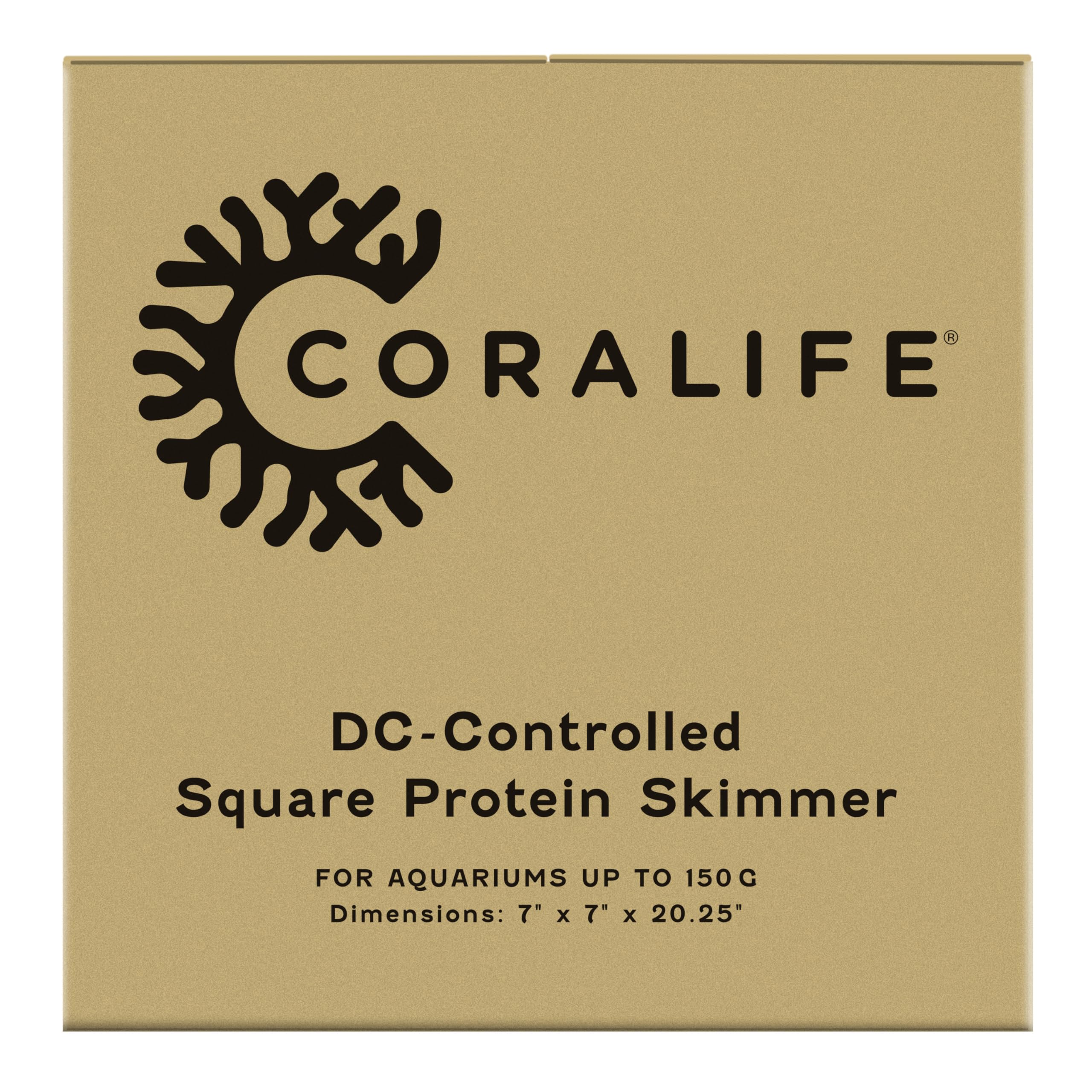 Coralife Aquarium Fish Tank Marine Salt Water DC-Controlled Variable Speed Square Protein Skimmer, Up To 150 Gallons