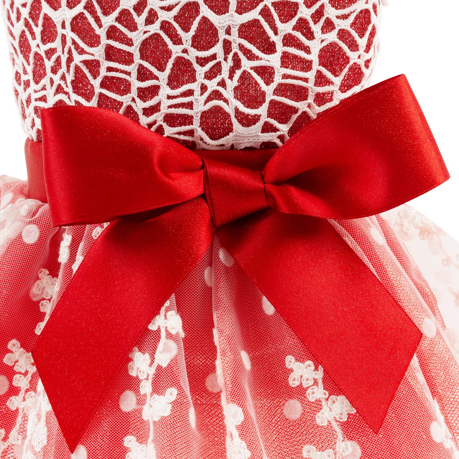 Cutebone Red Dog Dress Outfit Puppy Skirt Shining Embroiderd Tutu With Bowknot Pet Clothes Girl For Wedding Birthday Party Cat Apparel Dd09L