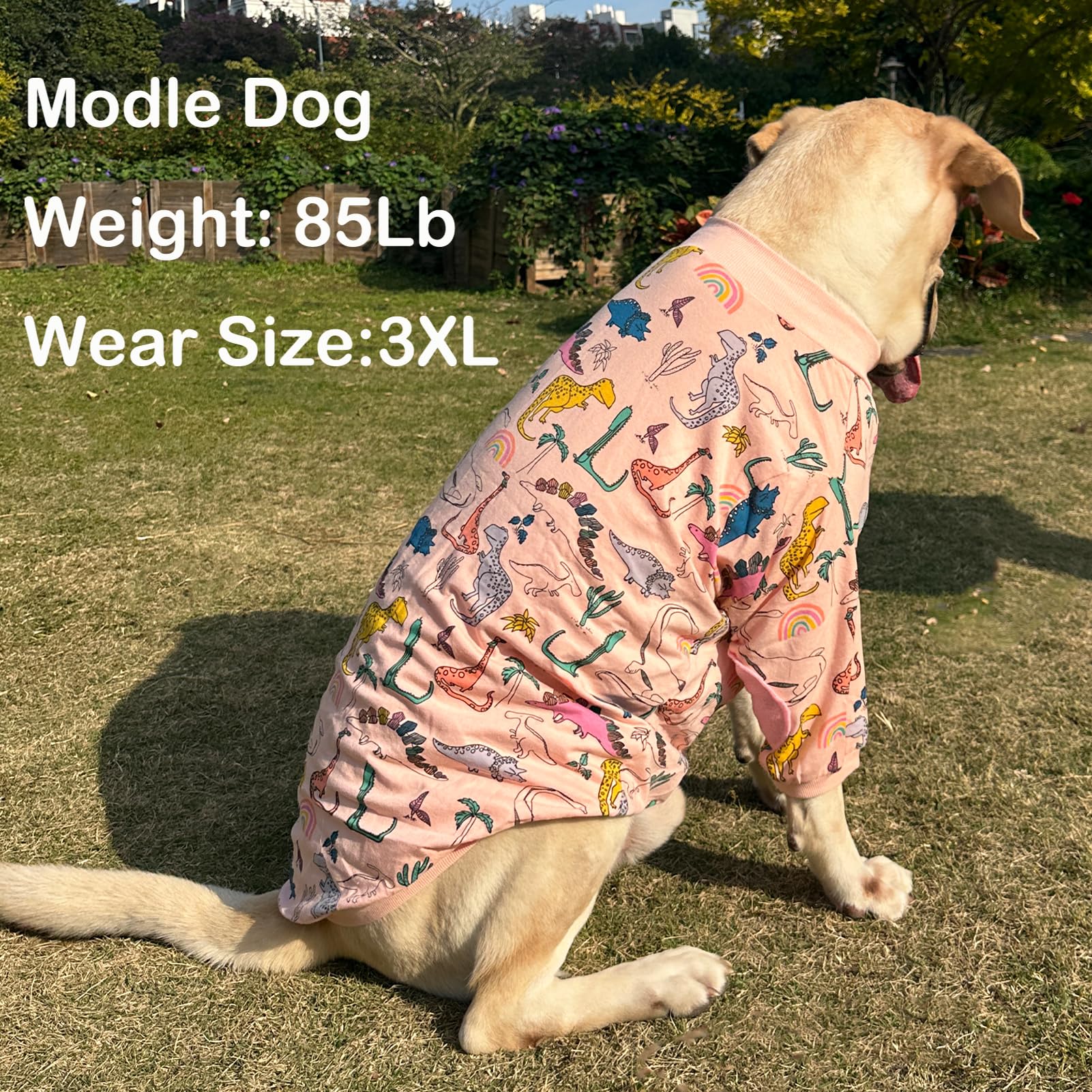 Dog T Shirts Colorful Dinosaur Pattern Dog Clothes for Large Medium Small Dogs Breathable Stretchy Cotton Clothes Dog Pajamas(XX