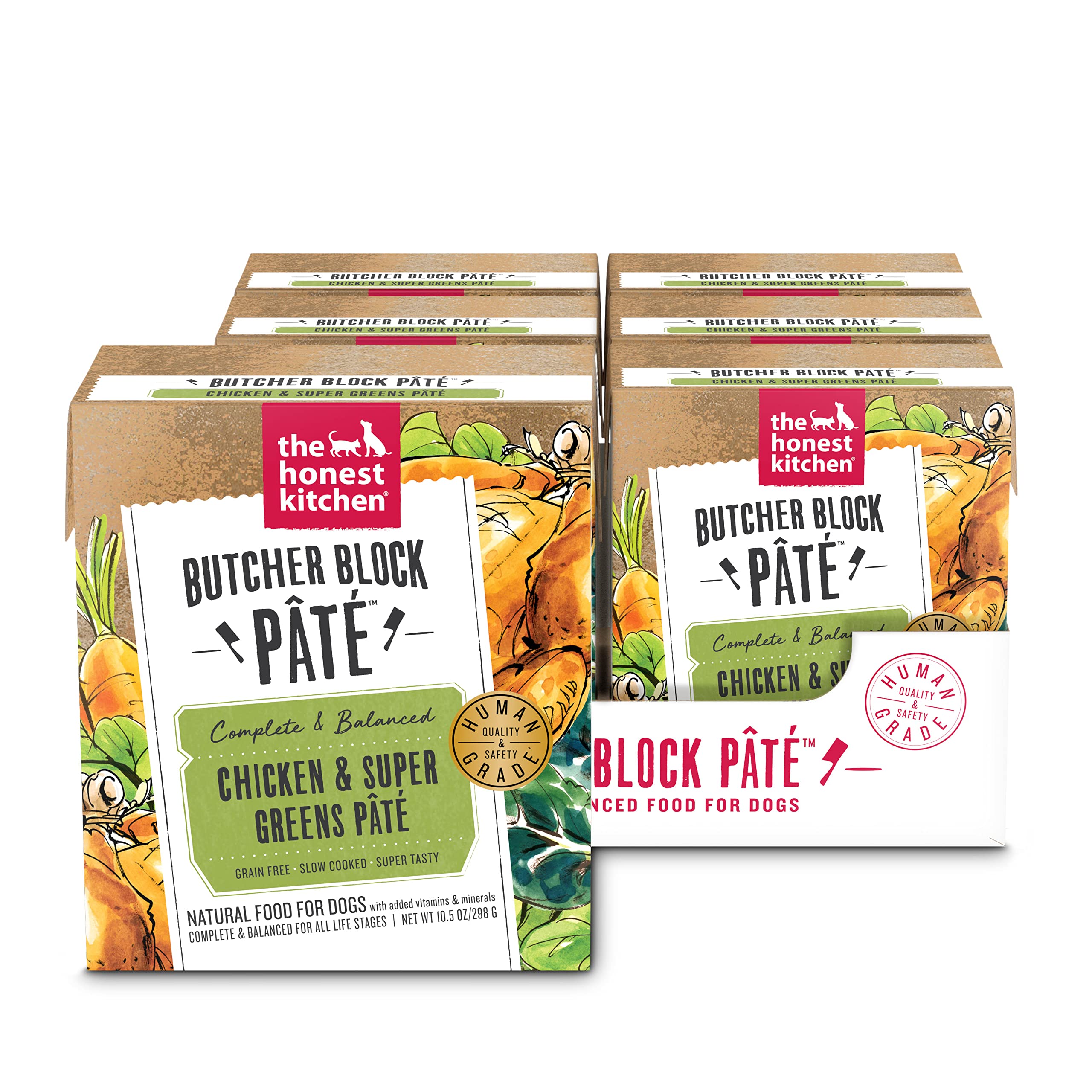 The Honest Kitchen Butcher Block Pt  : Chicken & Super Greens Wet Dog Food, 10.5 oz (Pack of 6)