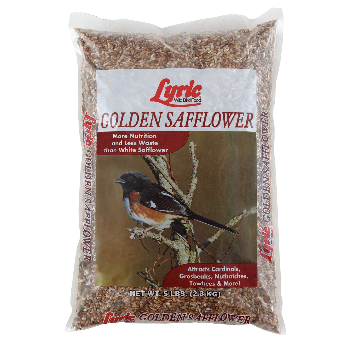 Lyric Golden Safflower Seed - Attracts Cardinals, Chickadees, Woodpeckers & More - 5 Lb Bag