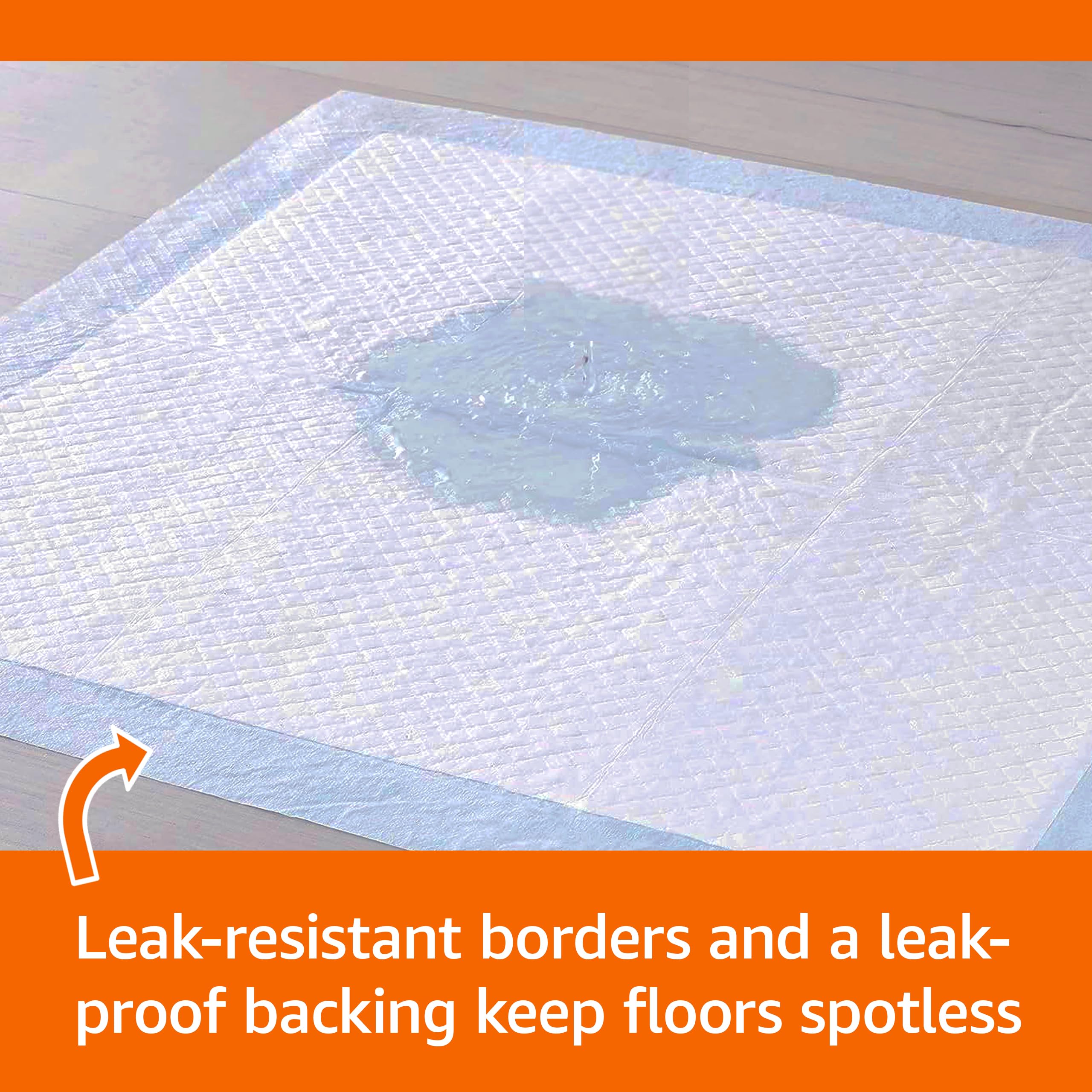 Amazon Basics Leakproof, Absorbent, Disposable Puppy Pads for Potty Training, Heavy Duty Absorbency, Regular Size, 24 x 23 Inche
