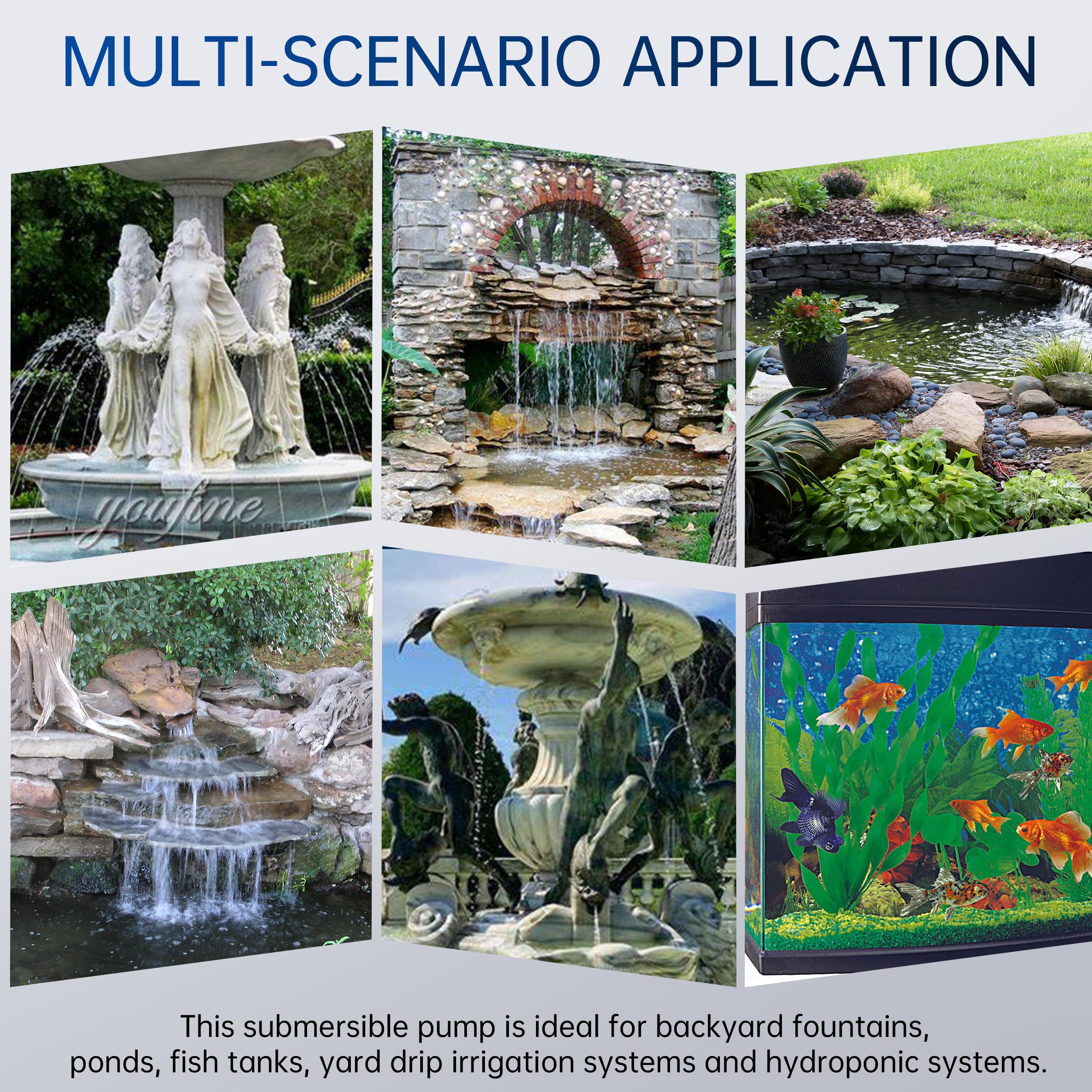 80W 110V Water Pump Flow 3500L/H Hmax 3.5M Dry Run Protetion Mutifuctional Submersible Pump For Cnc Spindle Motor, Miniature Foutains, Air-Conditioning Fan, Miniascape Foutain, Aquarium Fish Tank