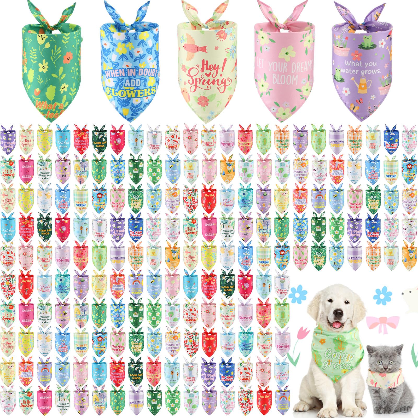 Kacctyen 200 Pcs 4Th Of July Dog Bandana Bulk Patriotic Dog Bandana American Flag Pet Scarf Triangle Bibs Washable Puppy Kerchie