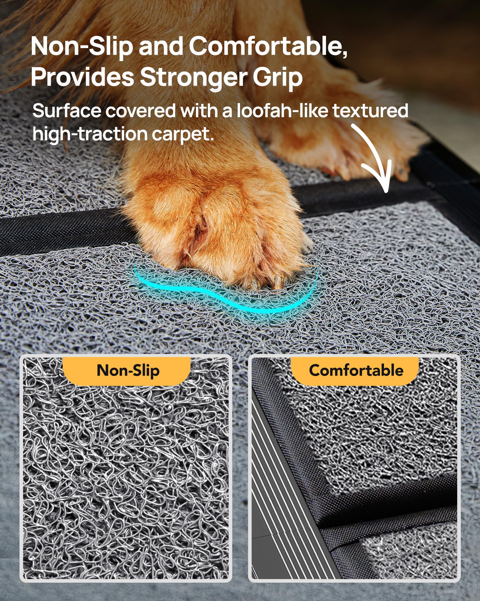PetThem Upgraded Dog Ramp for Car 71'' X-Long & 19.7'' Wider Folding Pet Ramp Dog Ramps for Large Dogs with Non-Slip Rug Surface