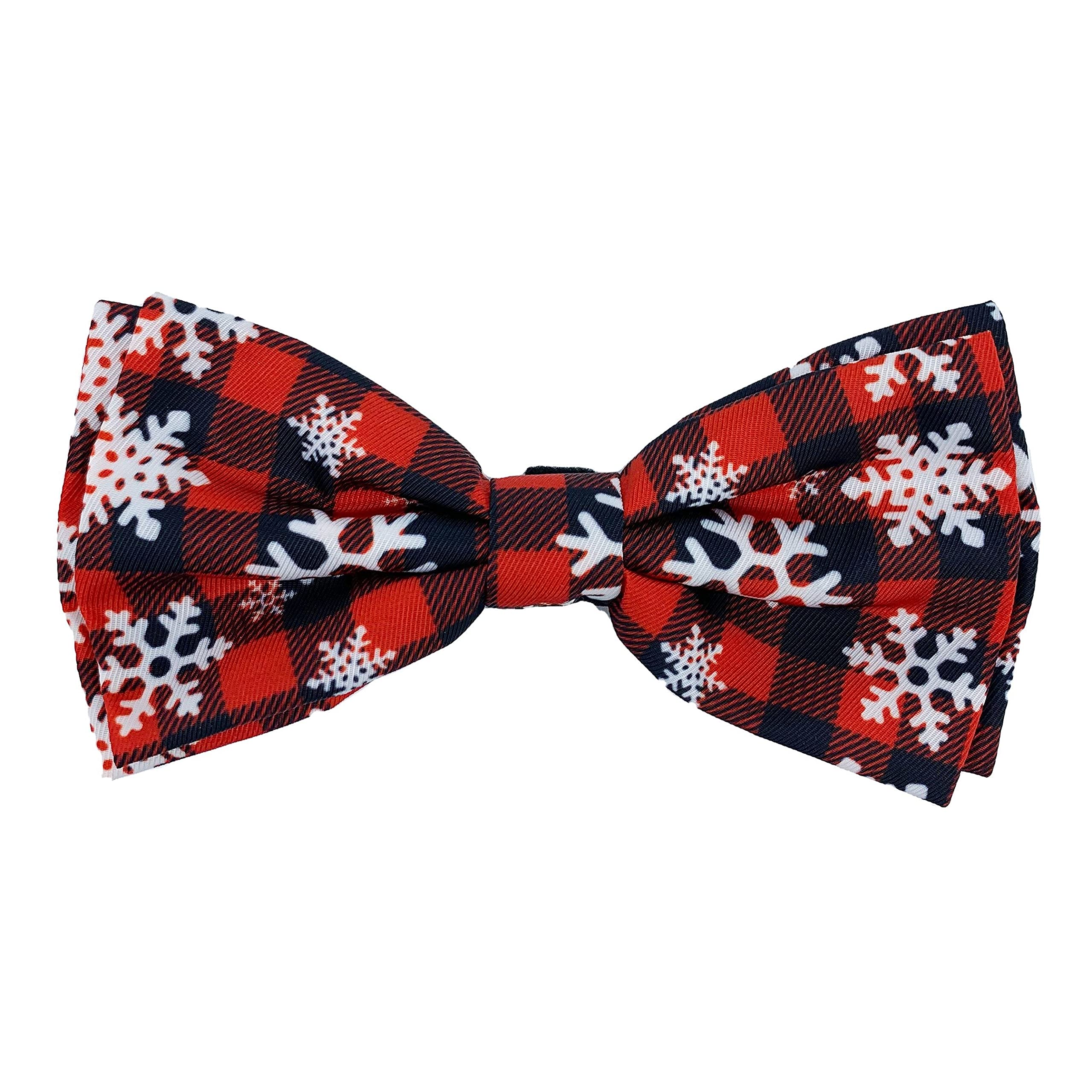 Huxley & Kent Extra-Large Buffalo & Snow Bow Tie Collar For Dogs & Cats - Christmas Holiday Bow Ties