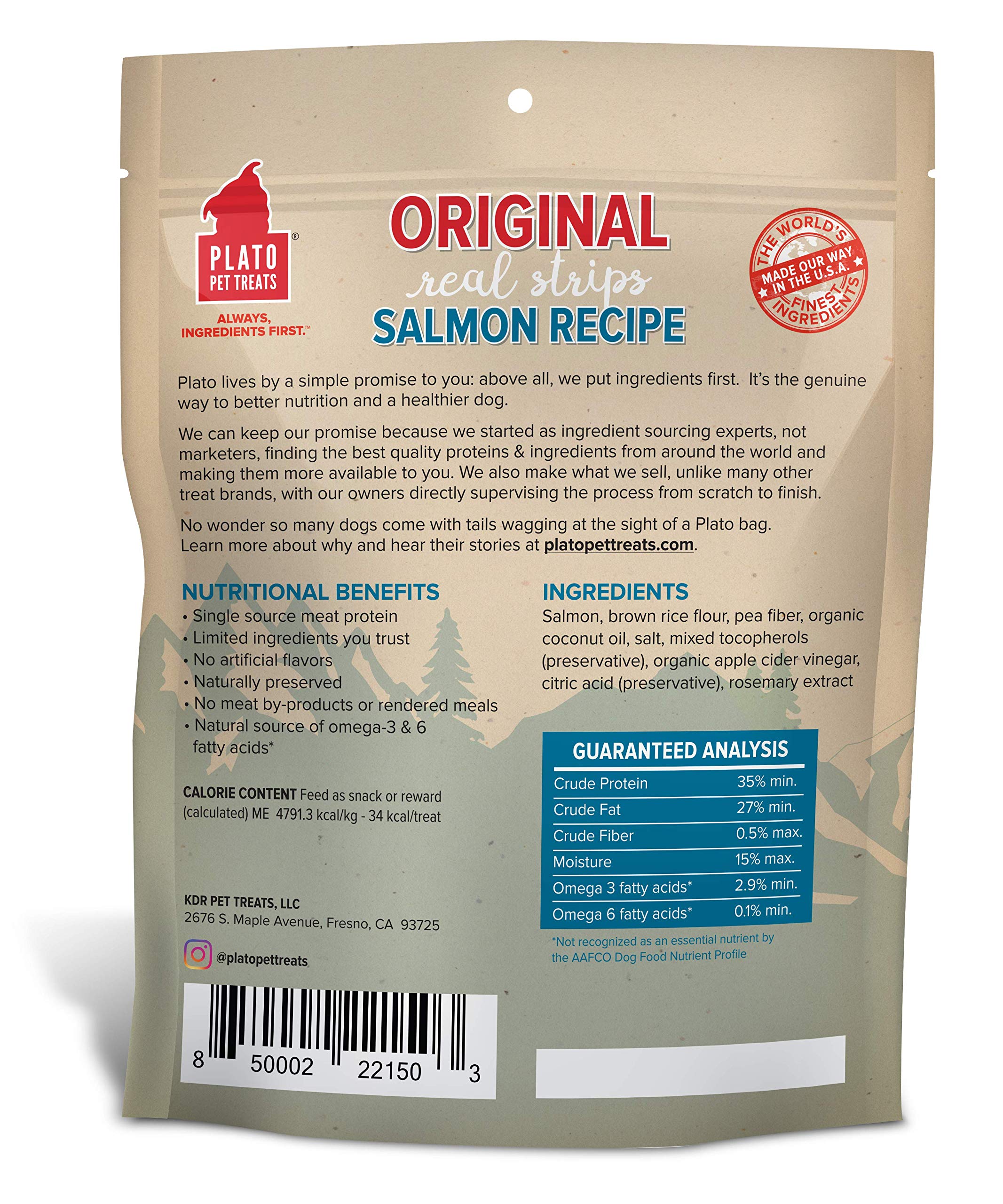 Plato Dog Strips Salmon 18Oz