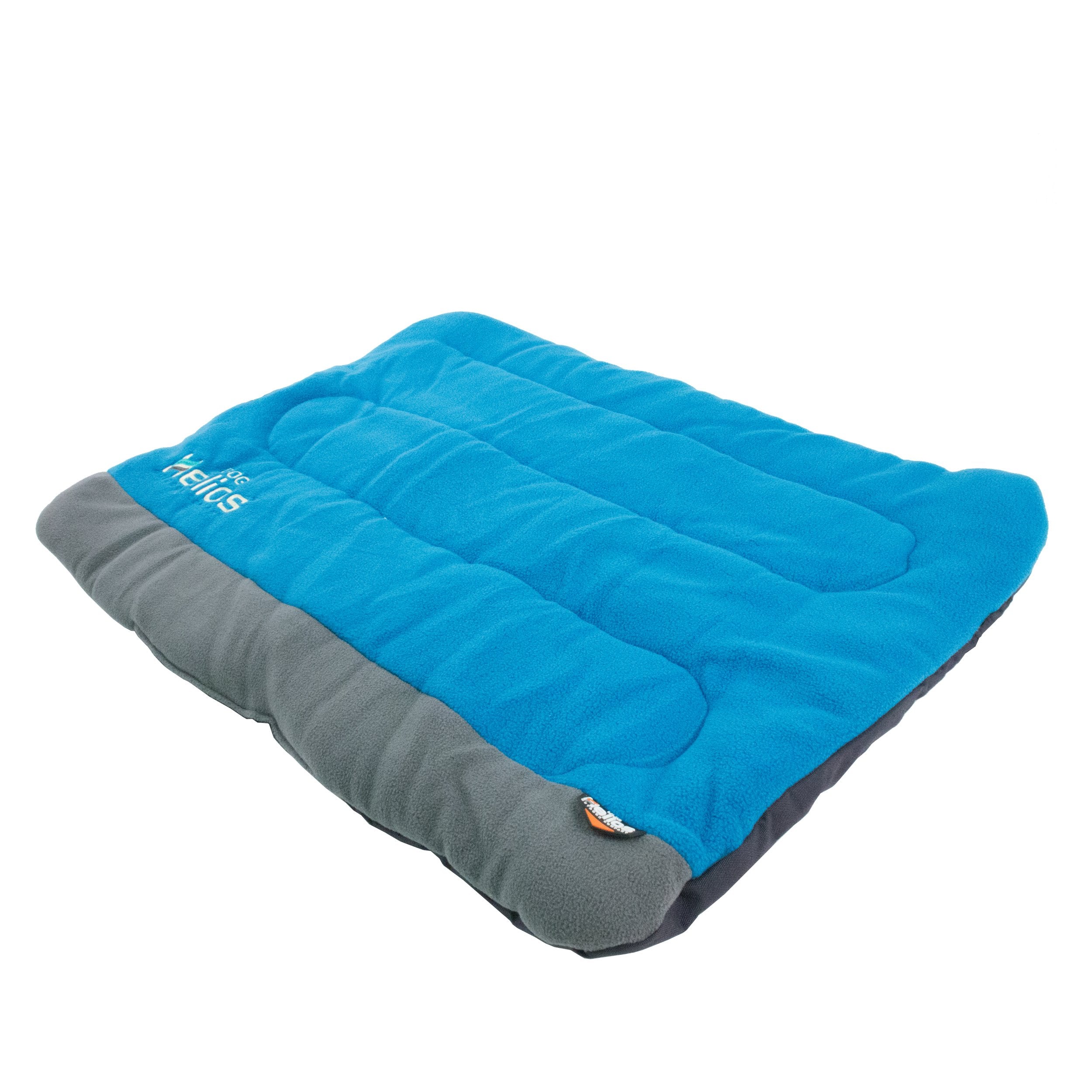 DOGHELIOS 'Combat-Terrain' Cordura-Nyco Reversible Nylon and Polar Fleece Travel Camping Folding Pet Dog Bed Mat, Medium, Blue, Grey