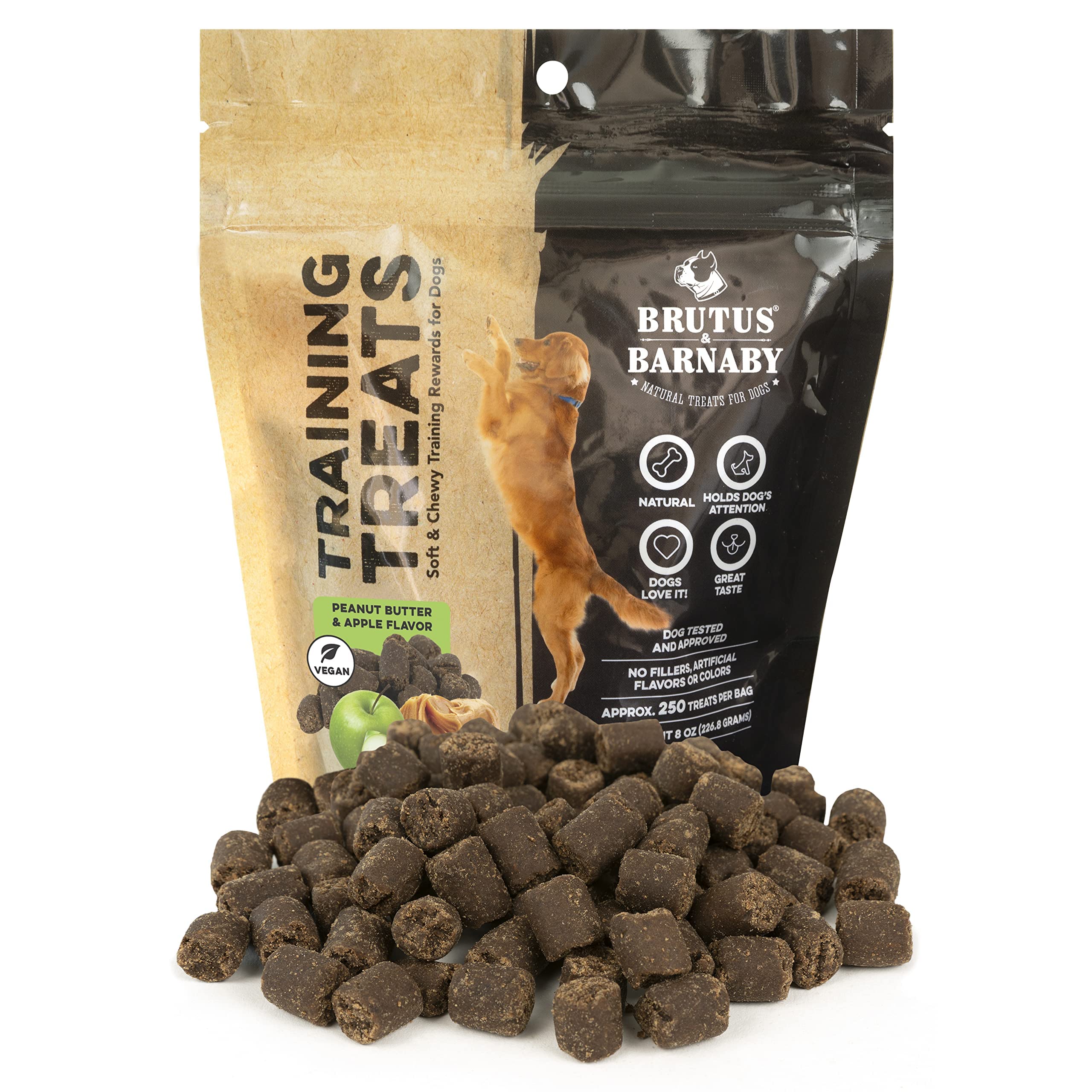 BRUTUS & BARNABY Training Treats for Dogs - Peanut Butter & Apple - All-Natural Healthy Low Calorie Vegan Treat - Great to Use f