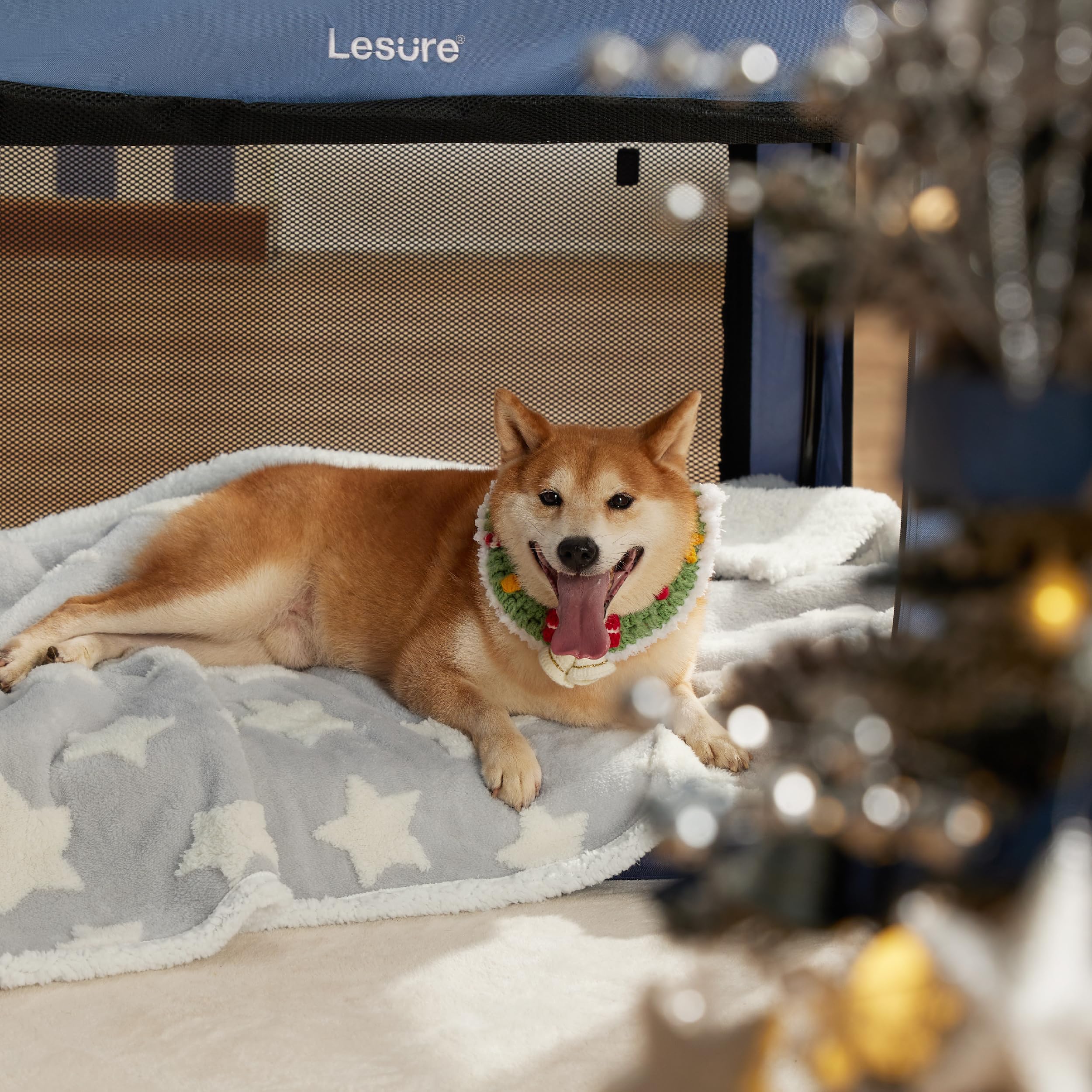 LE SURE Large Waterproof Dog Blanket - Washable Double-Sided Sherpa & Jacquard Shag, Galaxy Grey, 40x50 for Couch Protection