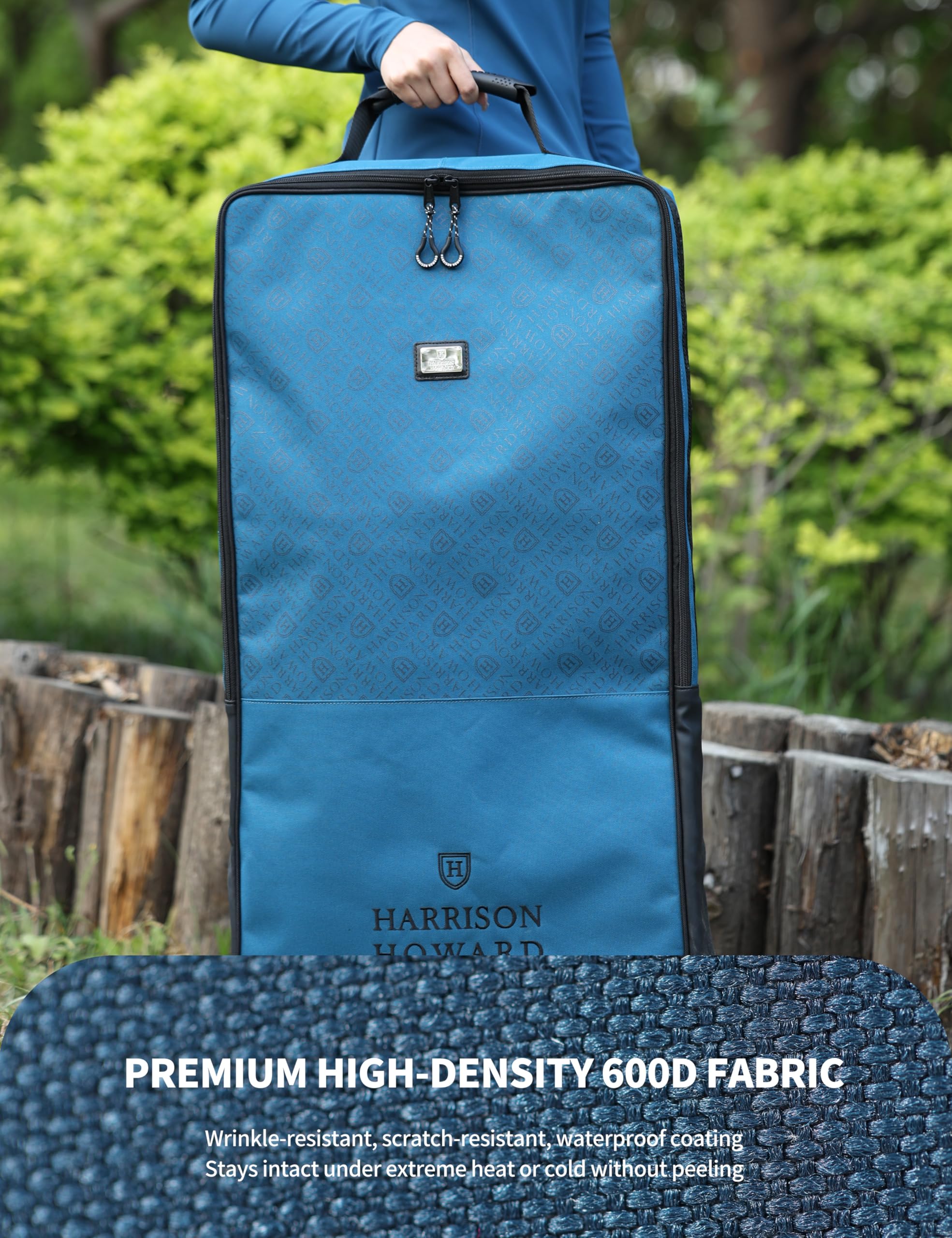 Harrison Howard Waterproof Bridle Bag Halter Bag for Horses with 3 Prong Tack Rack Sturdy Fabric Horse Tack Carry Bag Blue