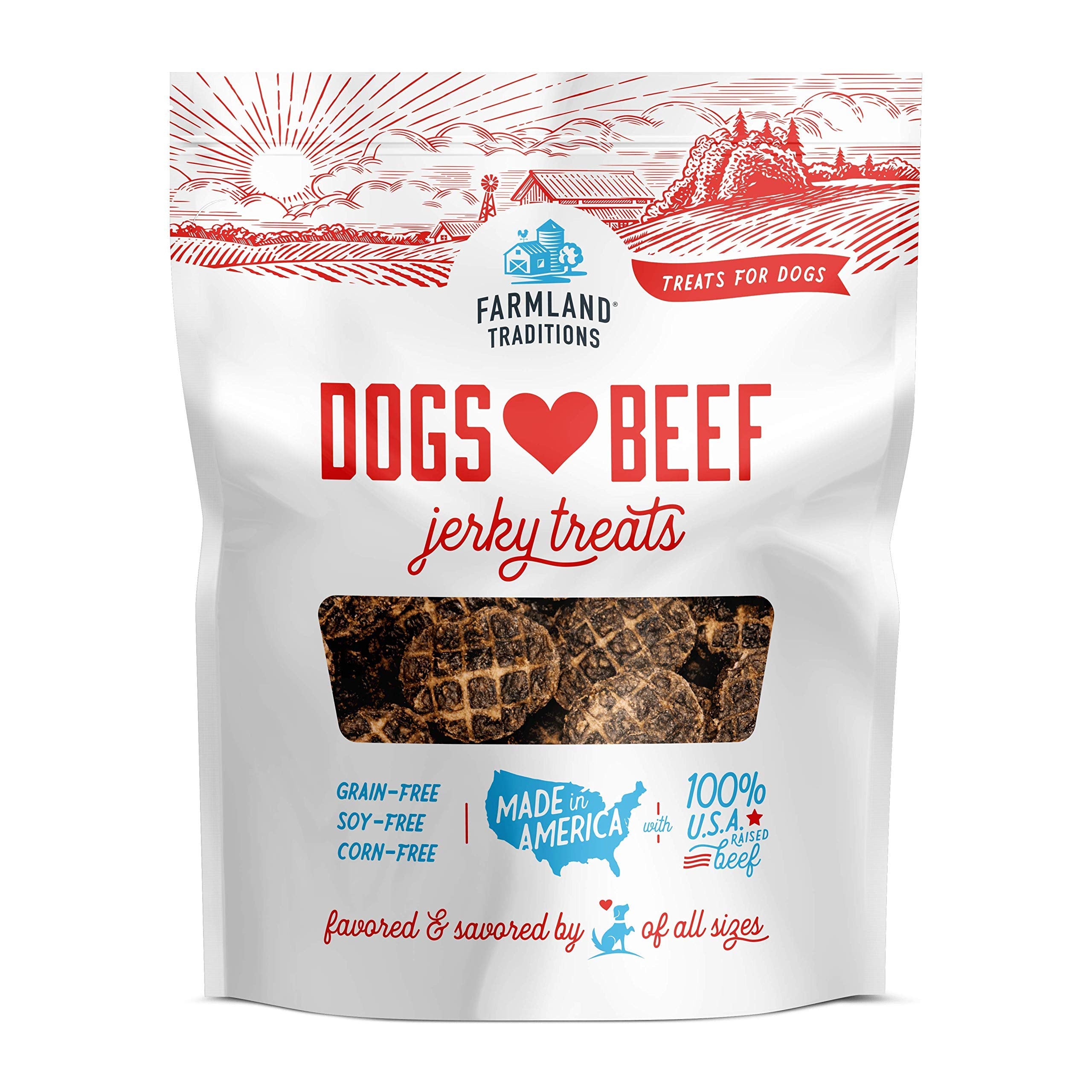 Farmland Traditions Dogs Love Beef Jerky Dog Treats with Only 4 Ingredients and No Fillers, 5 Ounce Bag