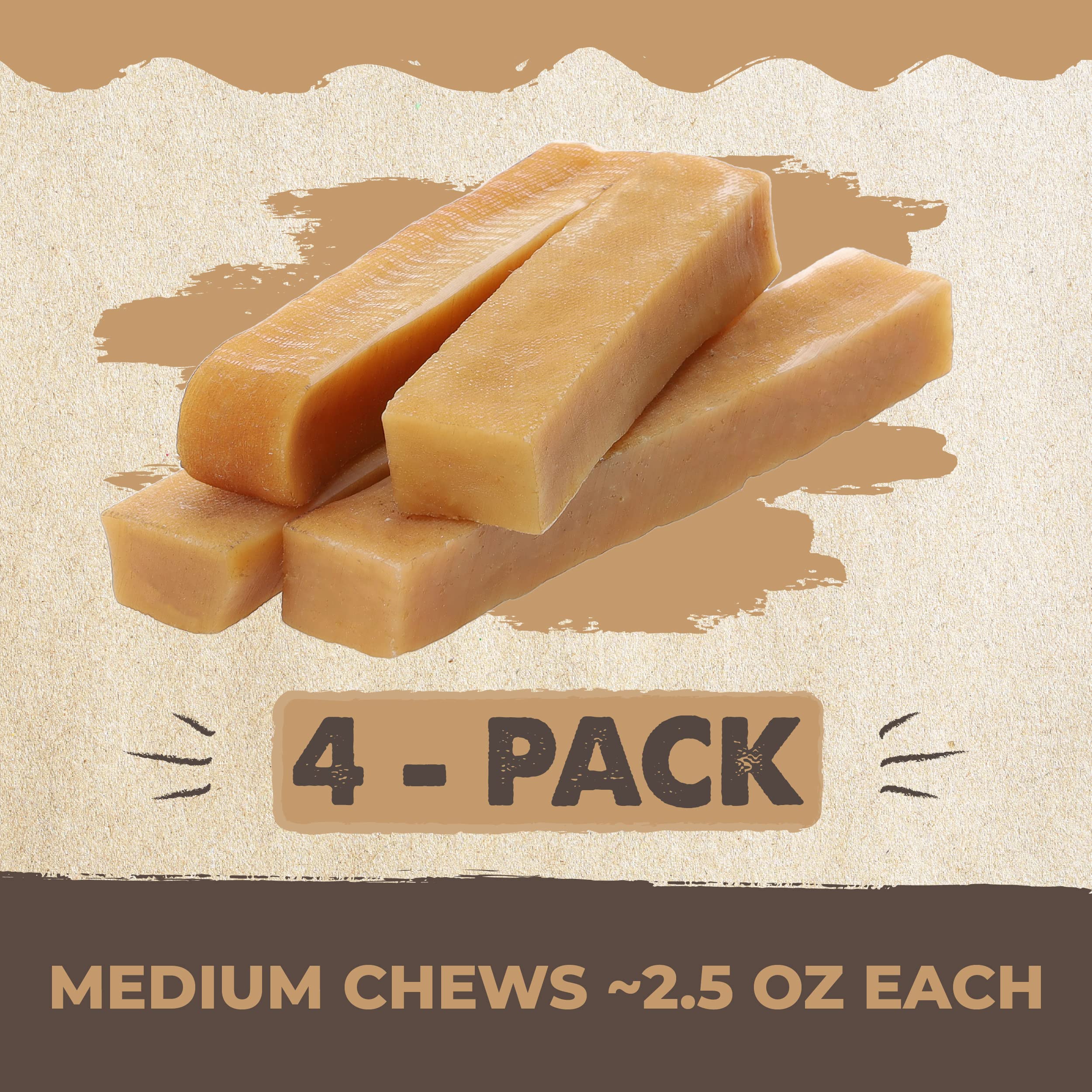 Mighty Paw Yak Cheese Chews for Dogs - All-Natural Long Lasting Pet Treats - Odorless Limited-Ingredient Chews for Puppies & Pow