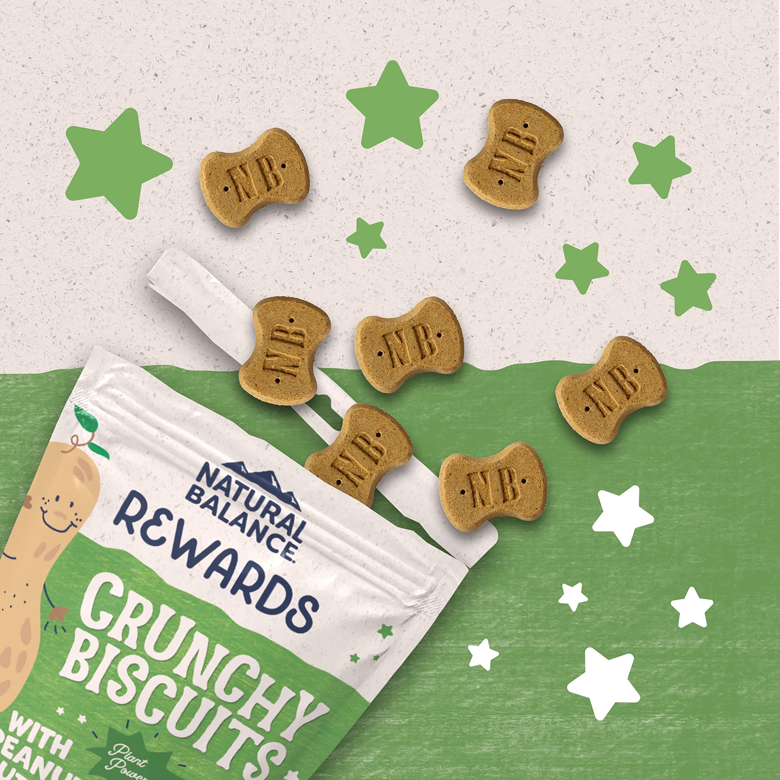 Natural Balance Limited Ingredient Rewards Crunchy Biscuits, Vegetarian Dog Treats for Adult Dogs of All Breeds, Peanut Butter R