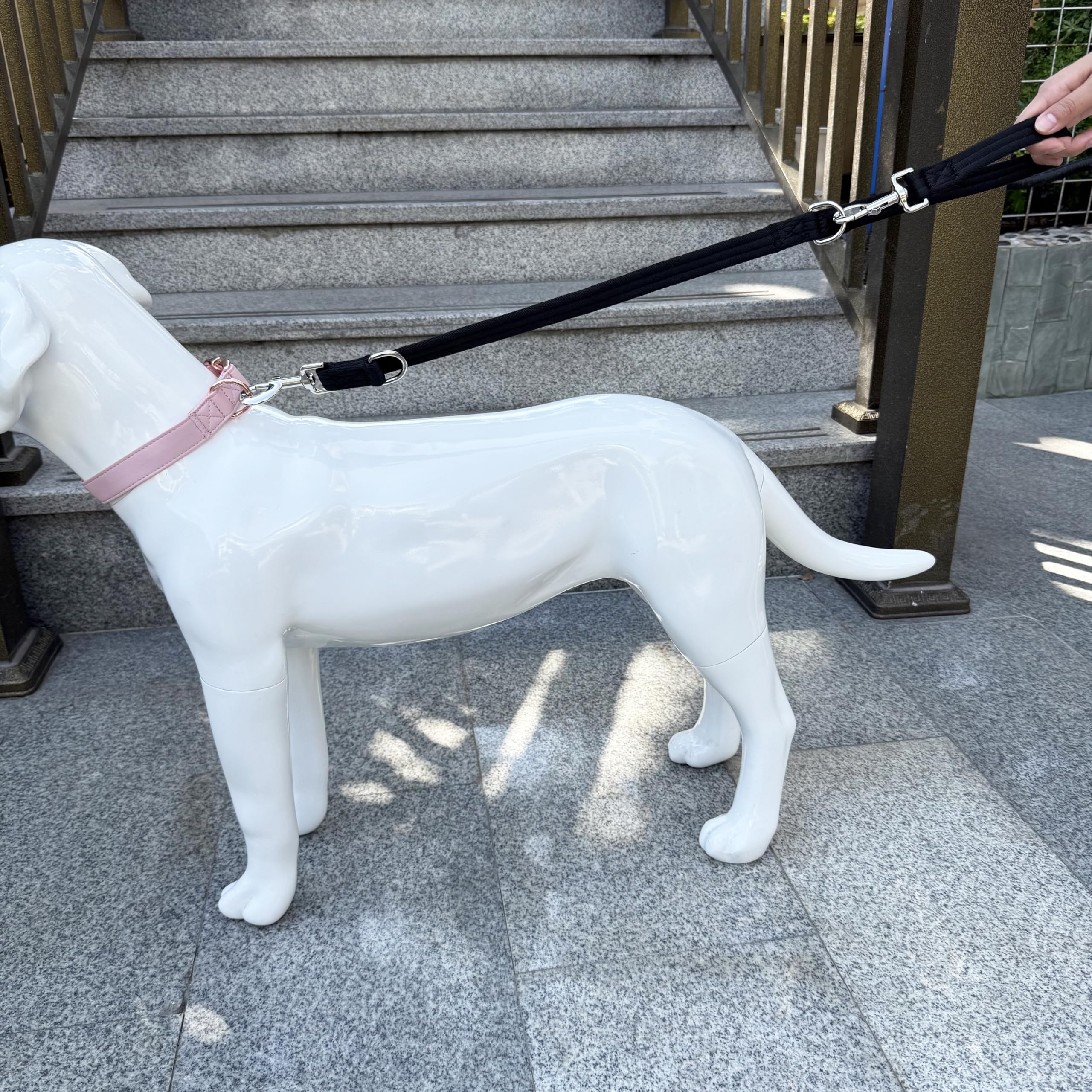 Double Ended Dog Leash,For Obedience Training Easy To Use,Lightweight,Soft For Large And Medium Dogs (Black, 1M*2.5Cm)