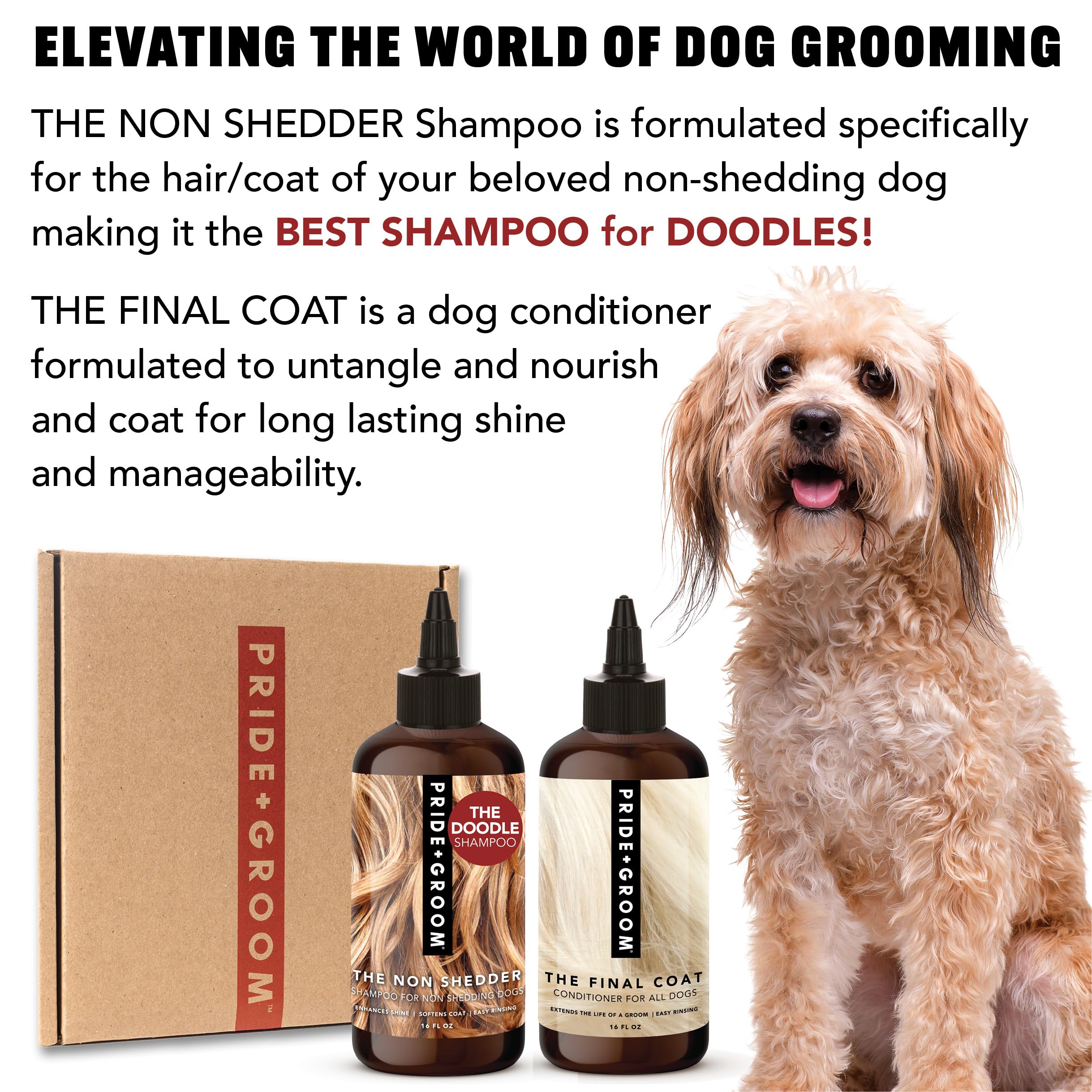 Pride And Groom The Non Shedder Box Set - Dog Shampoo & Conditioner With All Natural Blend Of Essential Oils & Ingredients To He