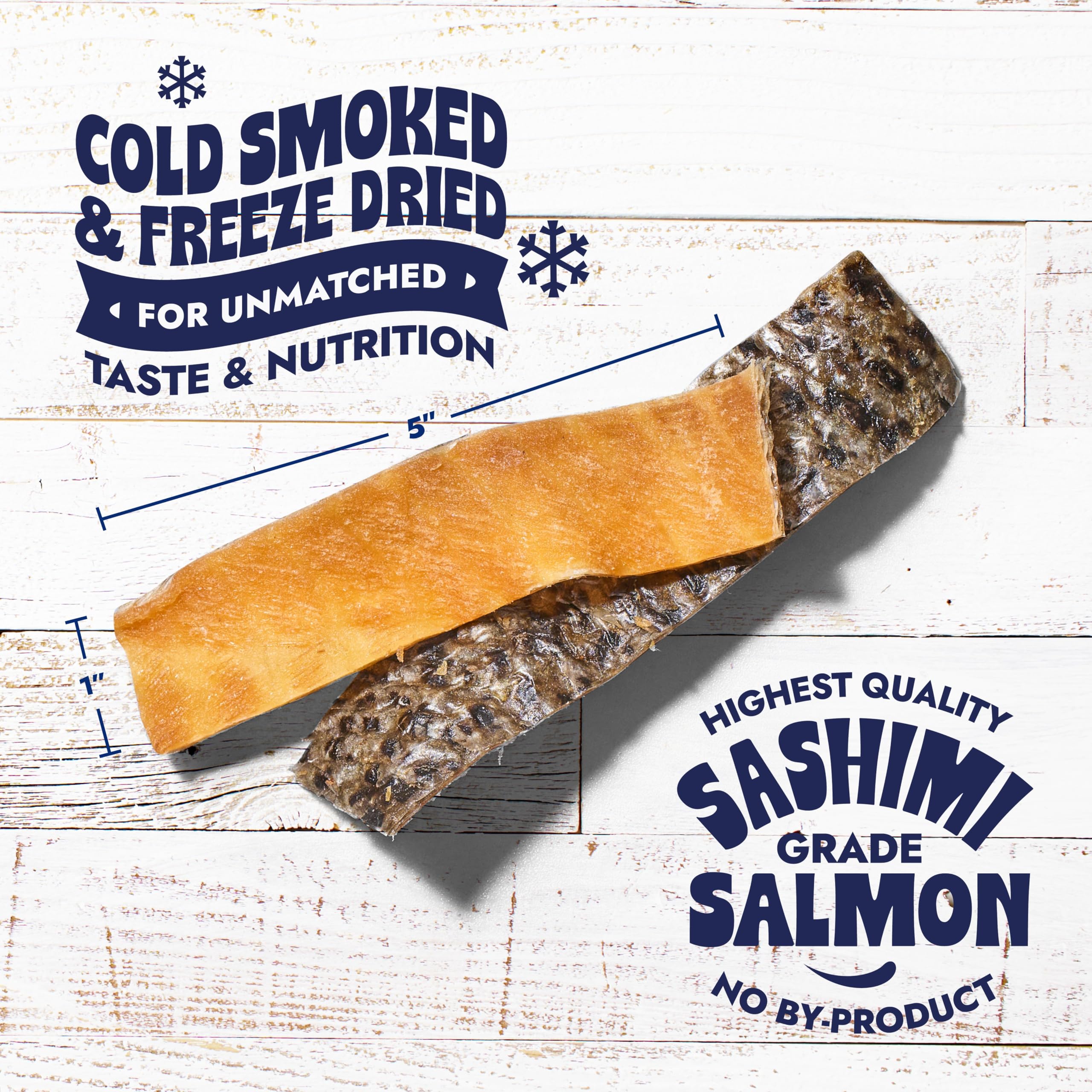 Finfare Freeze Dried Dog Treats, Salmon Skin Strips, Protein & Omega-3s, Grain Free Salmon Dog Training Treats, Crafted in USA,