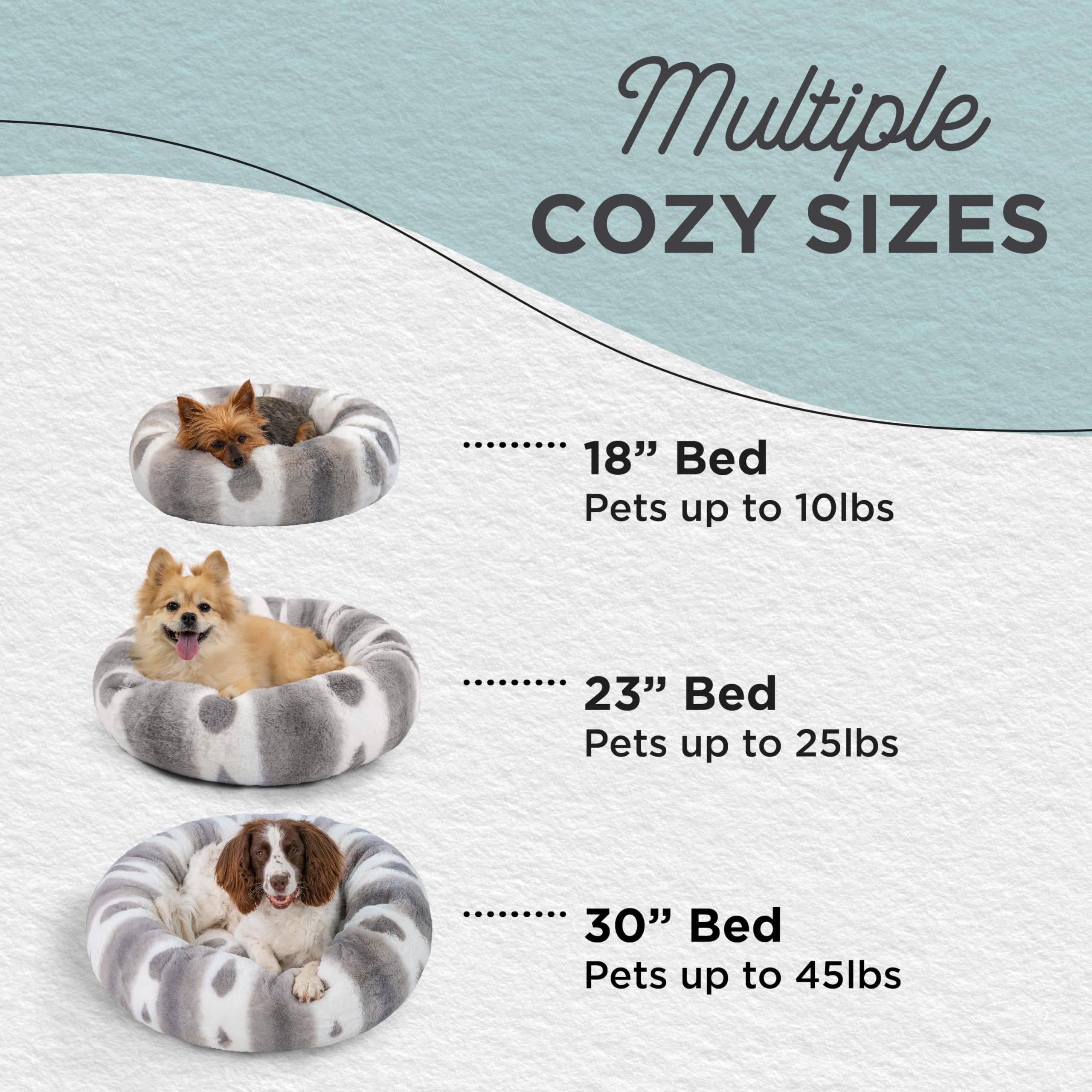 Best Friends By Sheri Patterned Lux Faux Fur Calming Donut Dog Bed, Gray, Medium, 30X30