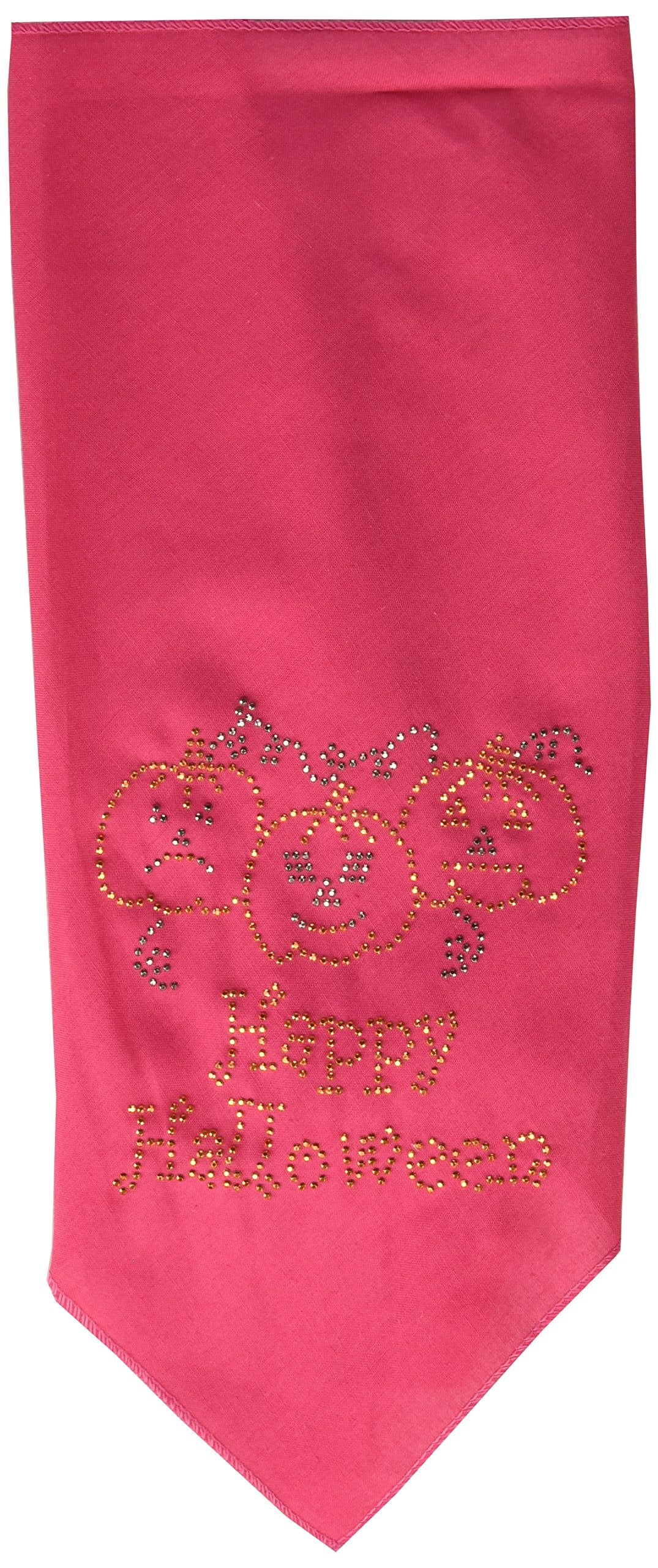 Halloween Pet and Dog Bandana Rhinestone, &quot;Happy Halloween&quot; Bright Pink Large