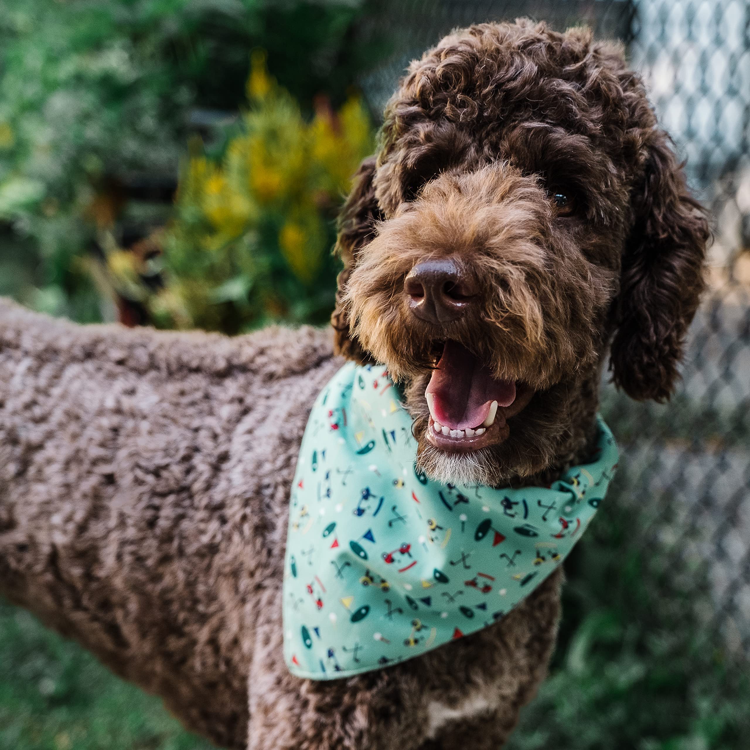 The Worthy Dog Golf Bandana - Durable, Soft & Comfortable Polyester Fabric With Adjustable Tie-On For Small & Large Pets - Multi