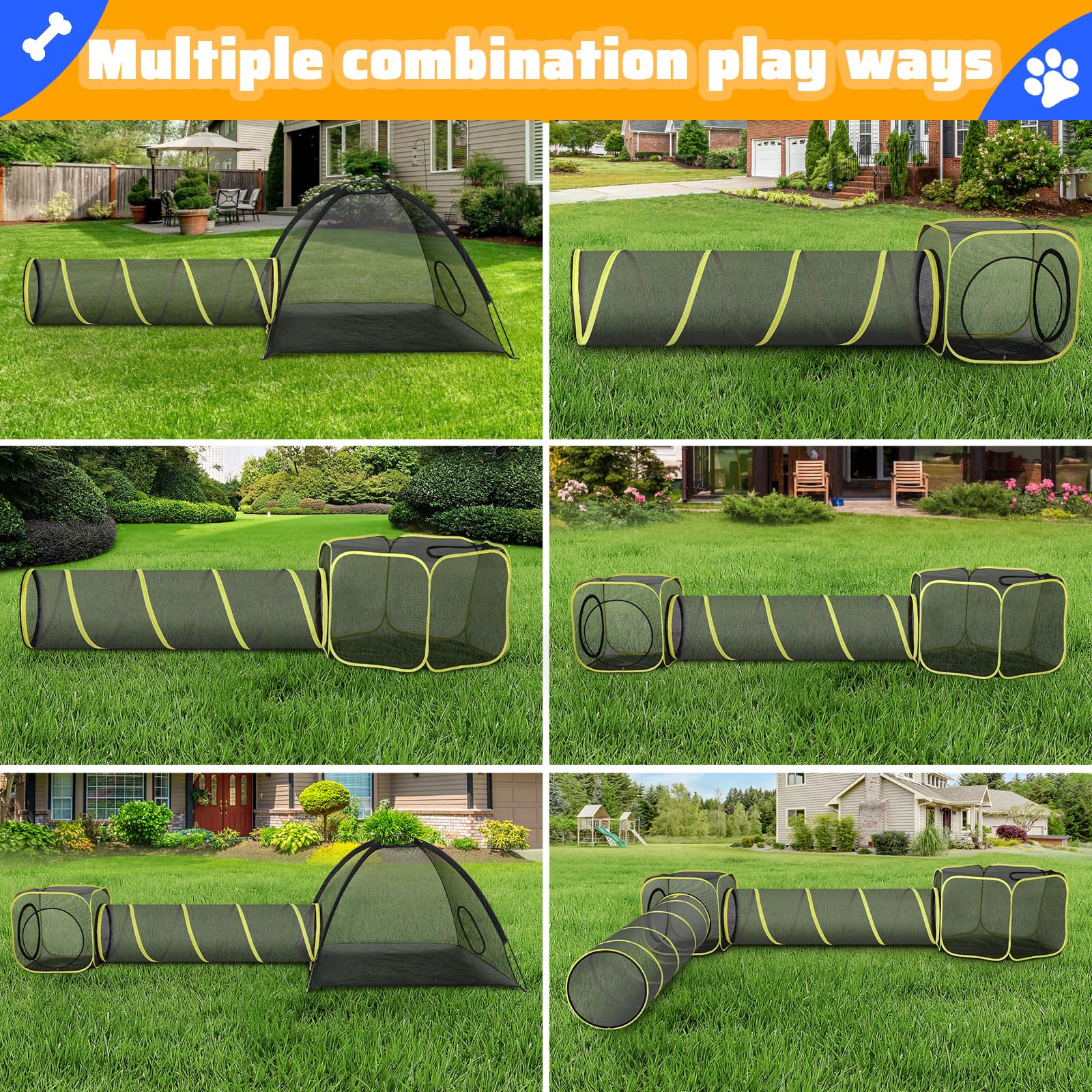 Wilwolfer Outdoor Cat Enclosures For Indoor Cats- 5 In 1 Outdoor Cat Tent With Tunnel- Cat Houses For Outdoor Cats- Outdoor Cat