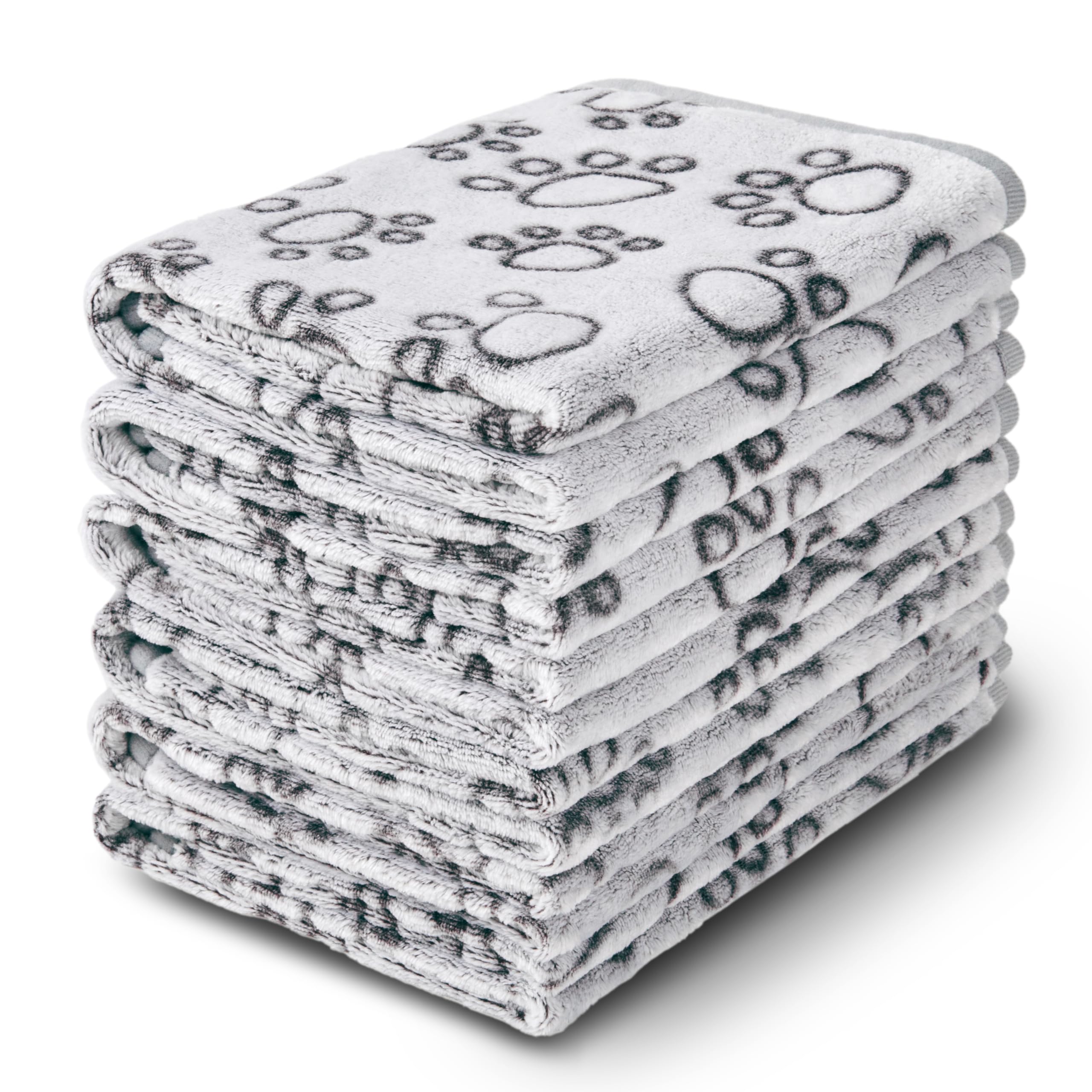 Luciphia 1 Pack 6 Dog Blankets Cat Soft Fluffy Fleece Pet Blanket Warm Cute Print Design Puppy Kitten Doggy Paw Grey Medium(30''