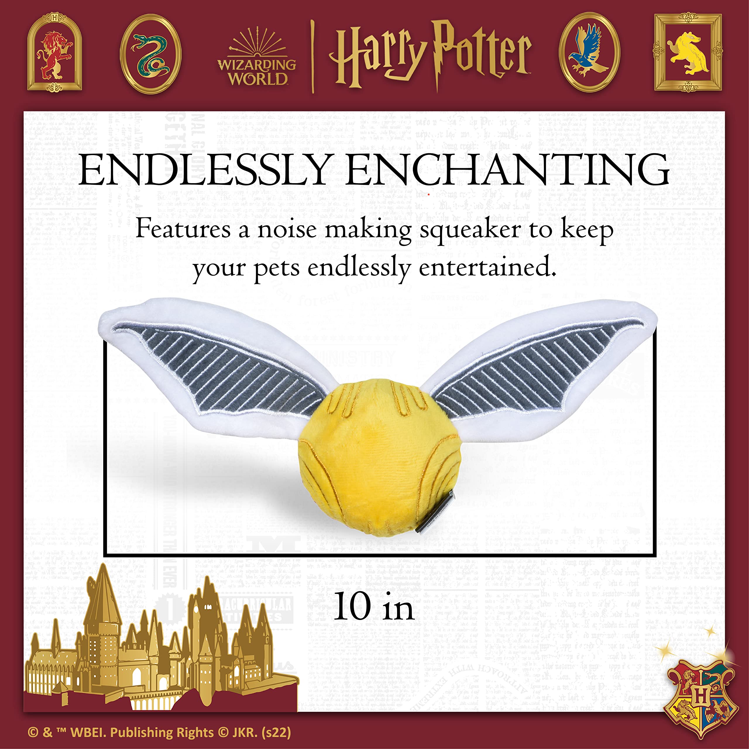 Harry Potter Snitch Pet Squeaker Toy | Dog Toy Snitch Squeaker Ball | Quidditch Inspired Dog Toy for Pets | Crinkle Dog Toy, Dog