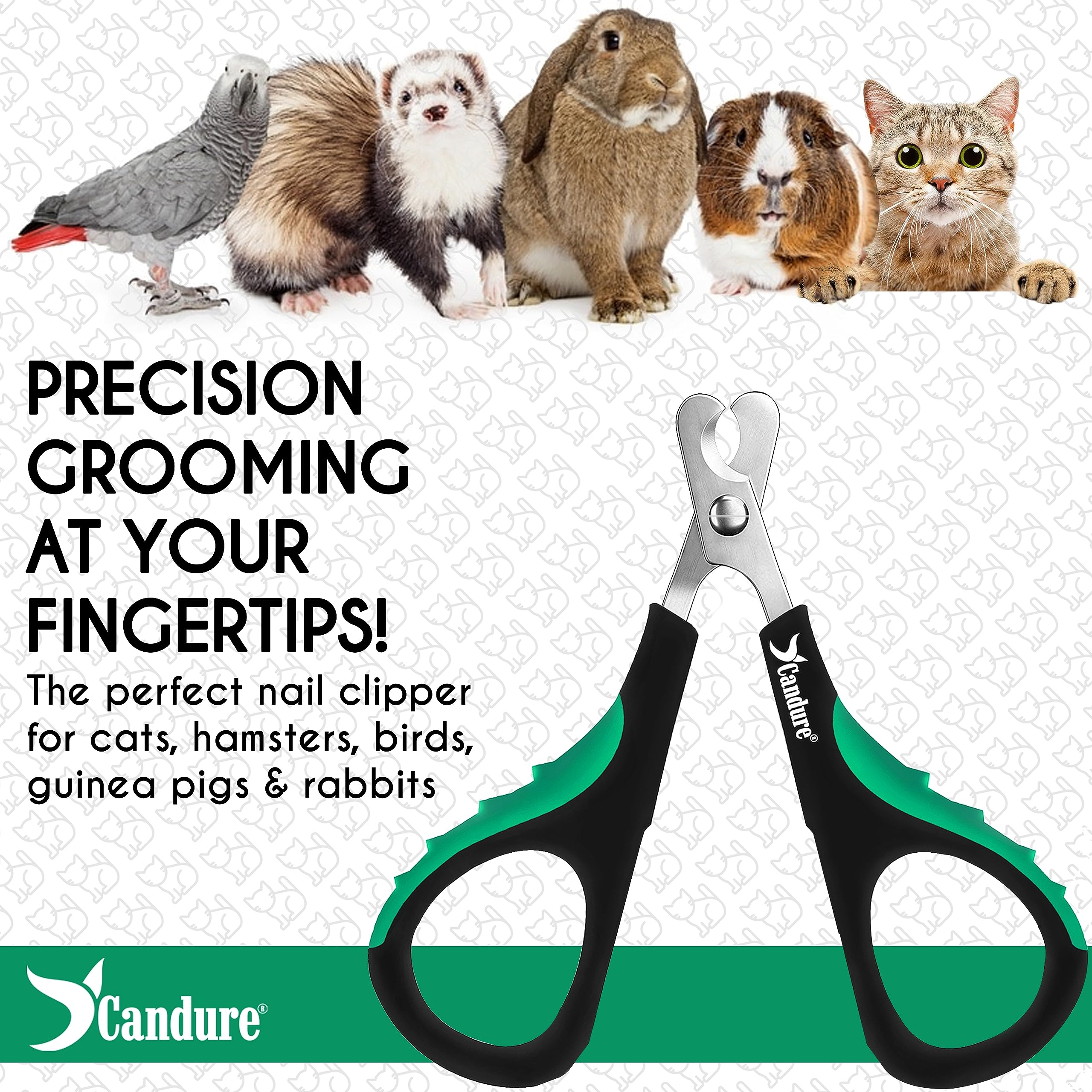 Candure Cat Nail Clippers For Indoor Cats, Rabbits, Hamsters, Birds With Precise Angled Edges To Ensure Easy & Safe Trimming Stainless Steel Cat Nail Trimmer For At-Home Cat Grooming