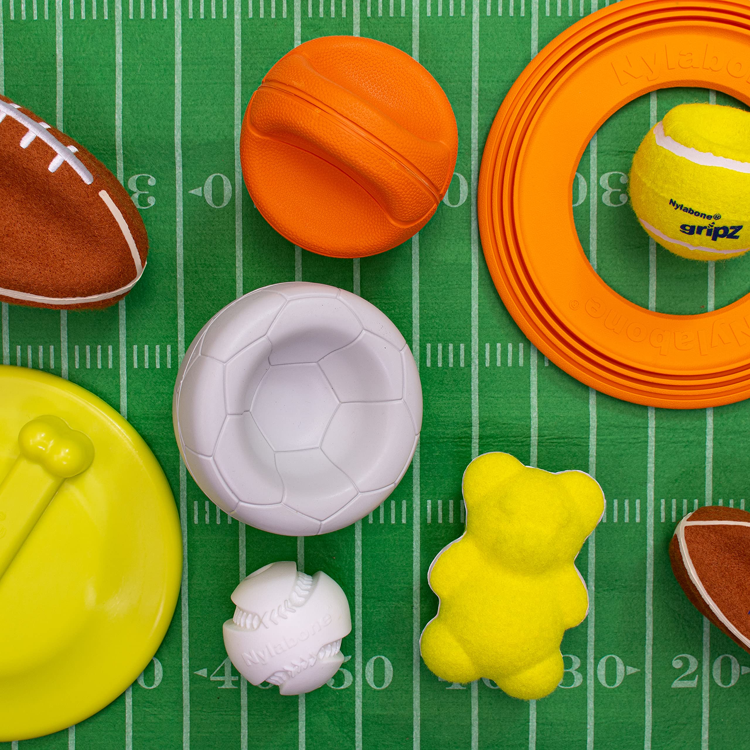 Nylabone Power Play Gripz Rubber Fetch Toy, Squeaky Basketball for Dogs, Medium, Orange, Model NPLY008P