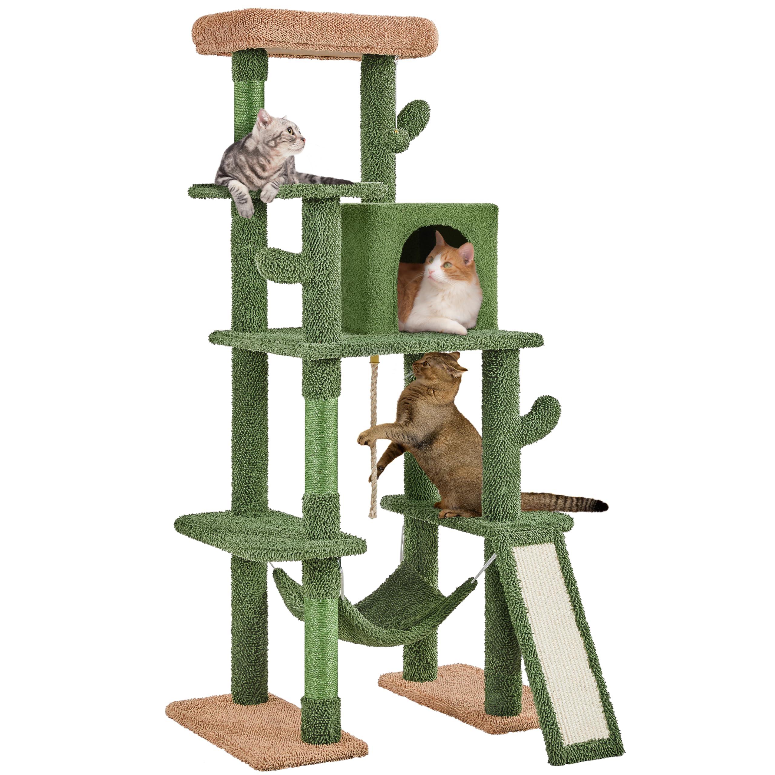 Yaheetech Cactus Cat Tree, 63 H Multi-Level Cat Tower For Indoor Cats