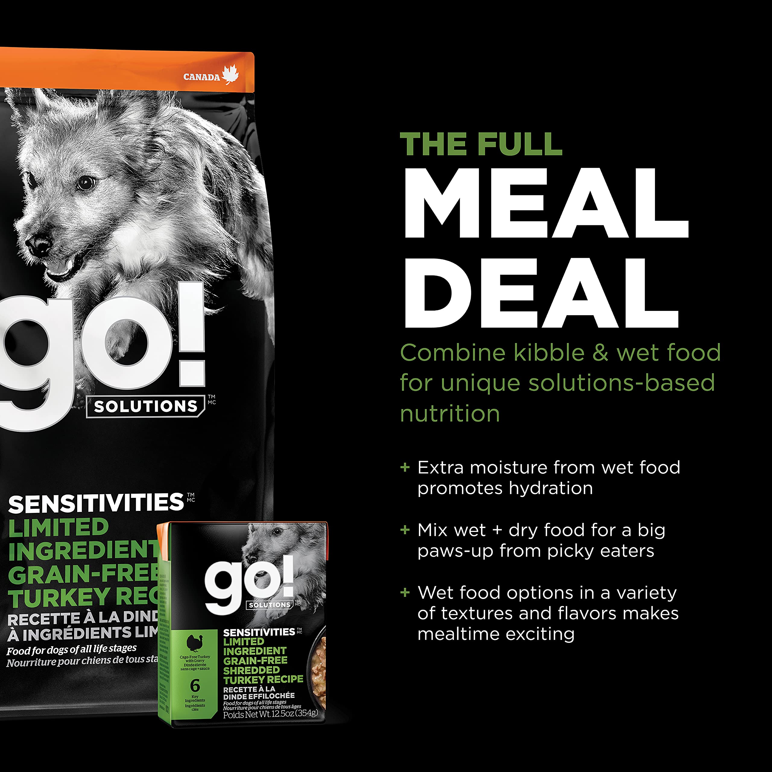 Go! Solutions Sensitivities Limited Ingredients, Grain-Free Dry Dog Food, Turkey Recipe for Sensitive Stomach, 12 lb Bag
