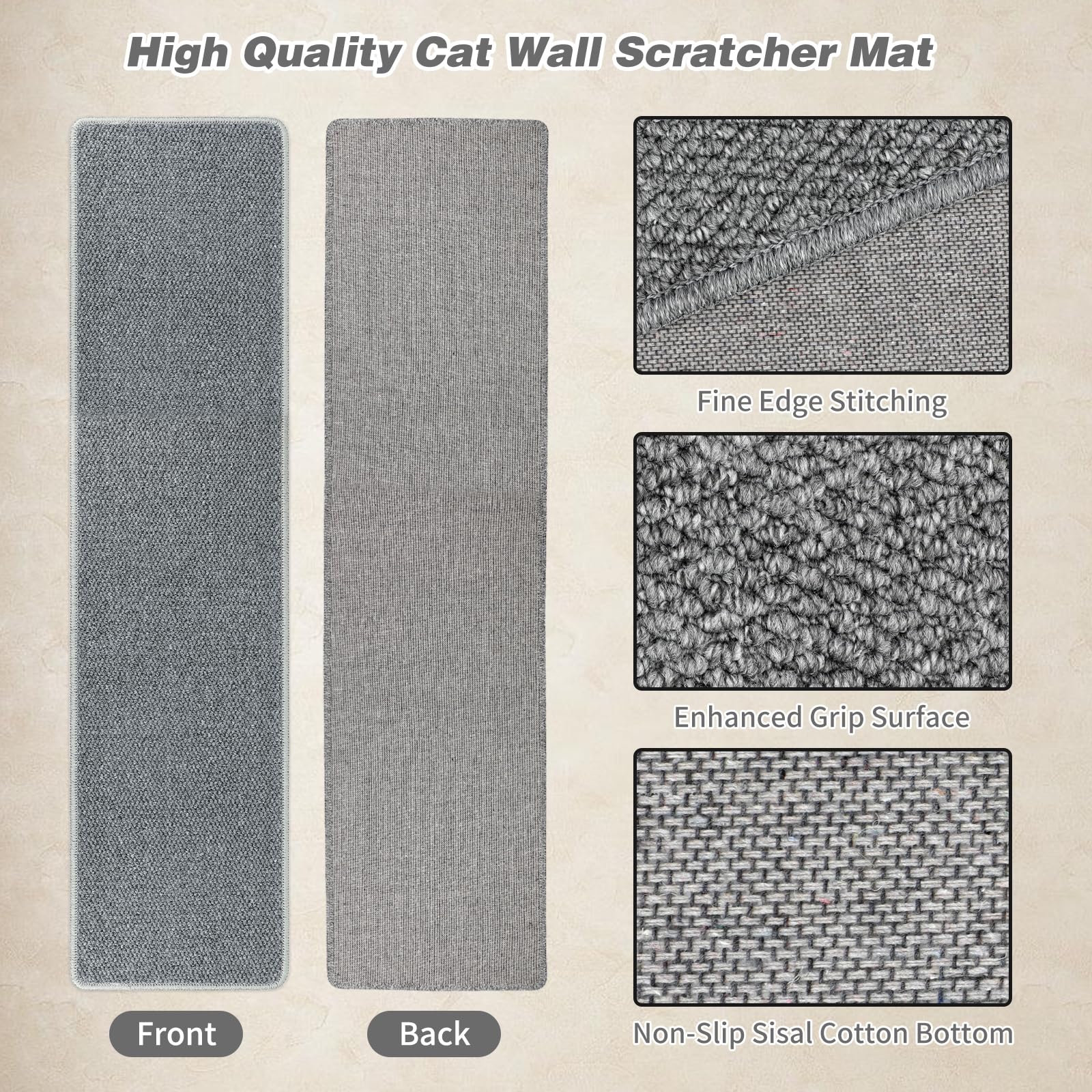 71'' X 15.8'' Thickened Cat Wall Climbing Carpet, Extra Large Cat Wall Scratcher Mat Tall Durable Wall Mounted Climbing Cat Scra