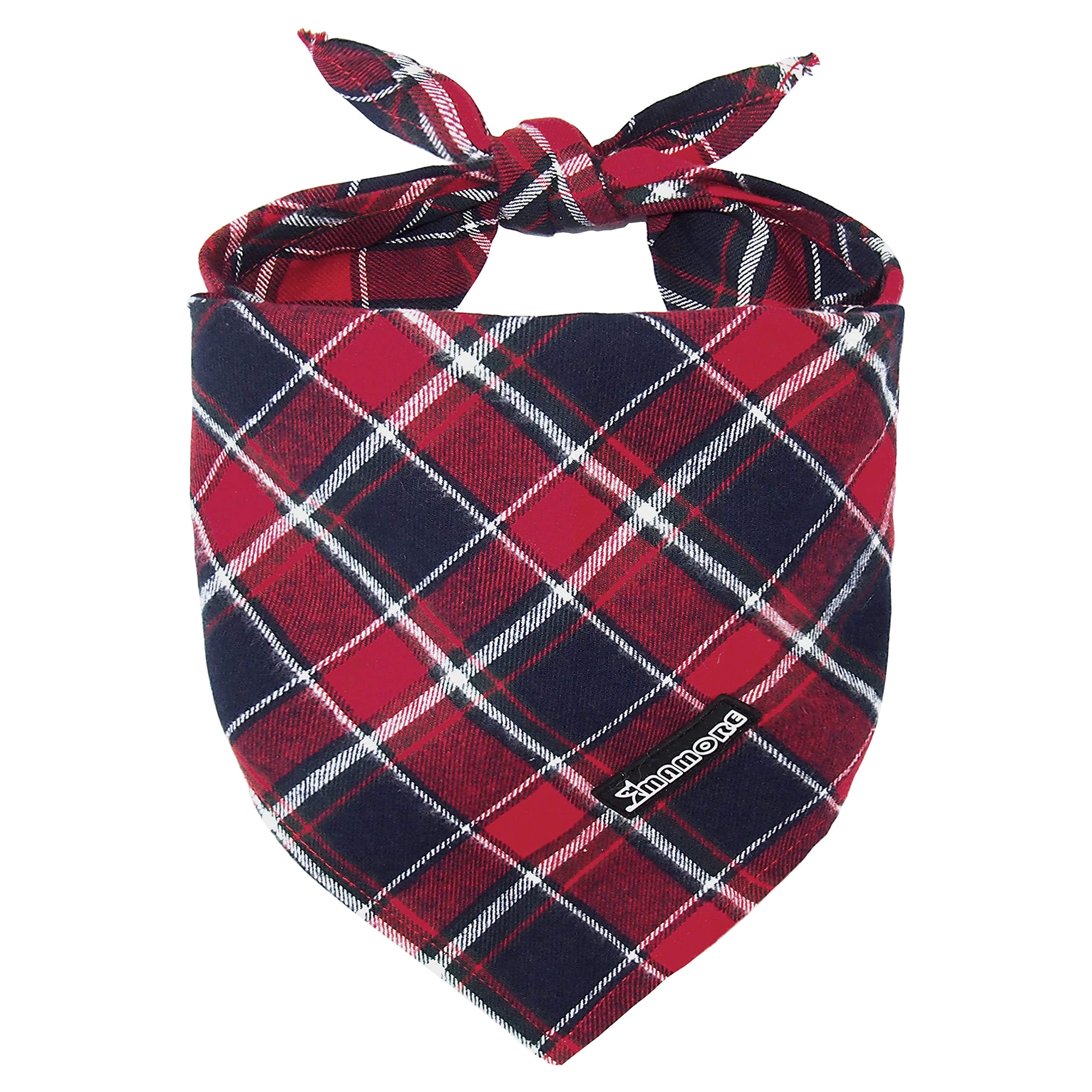 Adjustable Plaid Dog Bandanas,1Pc Soft Washable Cotton Triangle Bib Kerchief Scarfs For Small Medium Large Dogs And Cats (Red&Bl